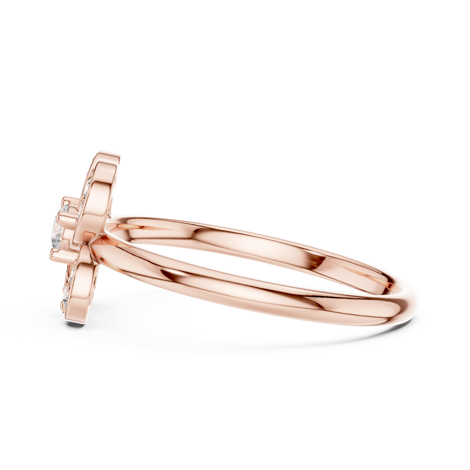 Rose Gold Celestial Bloom Petal Ring Side View