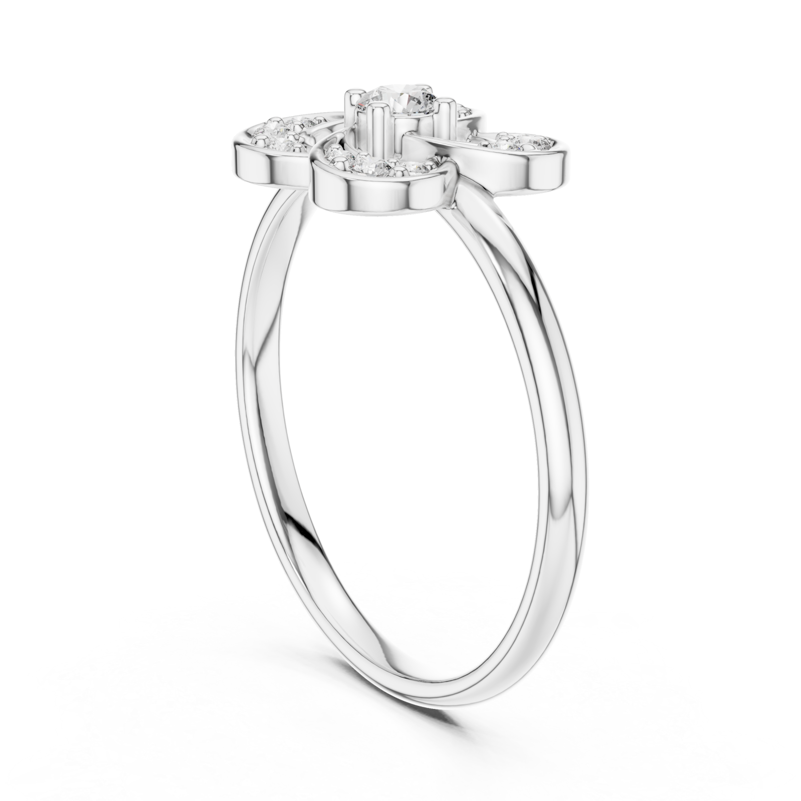  White Gold Celestial Bloom Petal Ring Left View