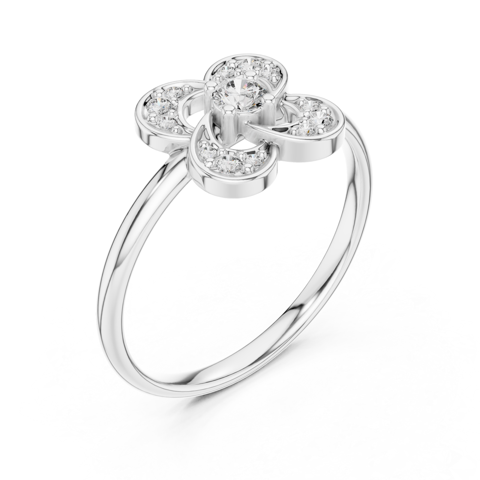  White Gold Celestial Bloom Petal Ring Right View