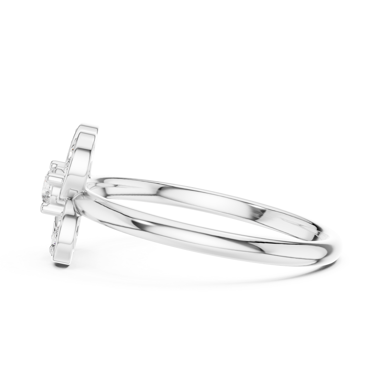  White Gold Celestial Bloom Petal Ring Side View