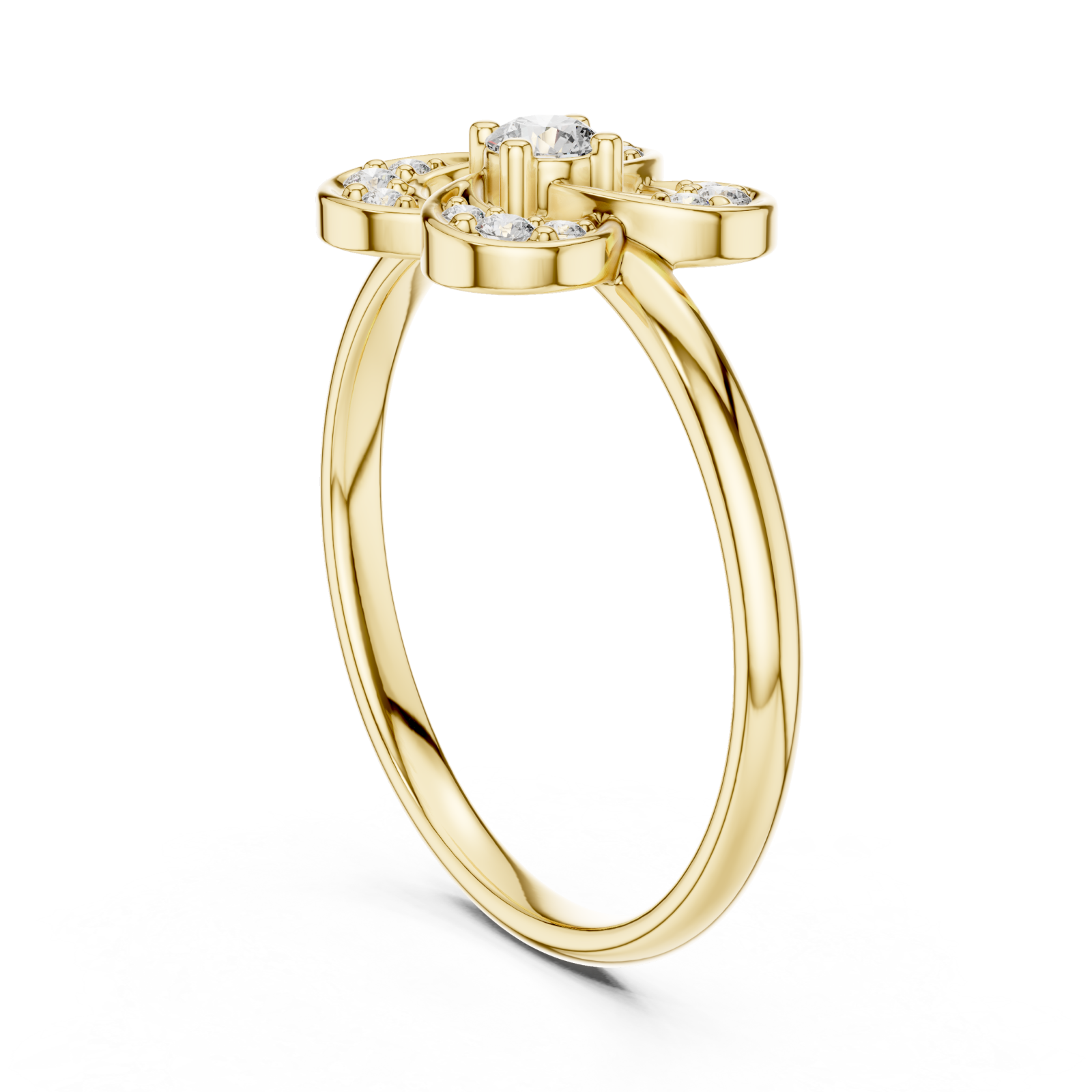  Gold Celestial Bloom Petal Ring Left View