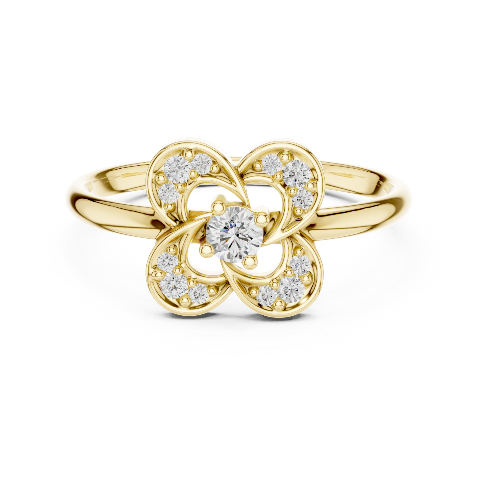  Gold Celestial Bloom Petal Ring Front View