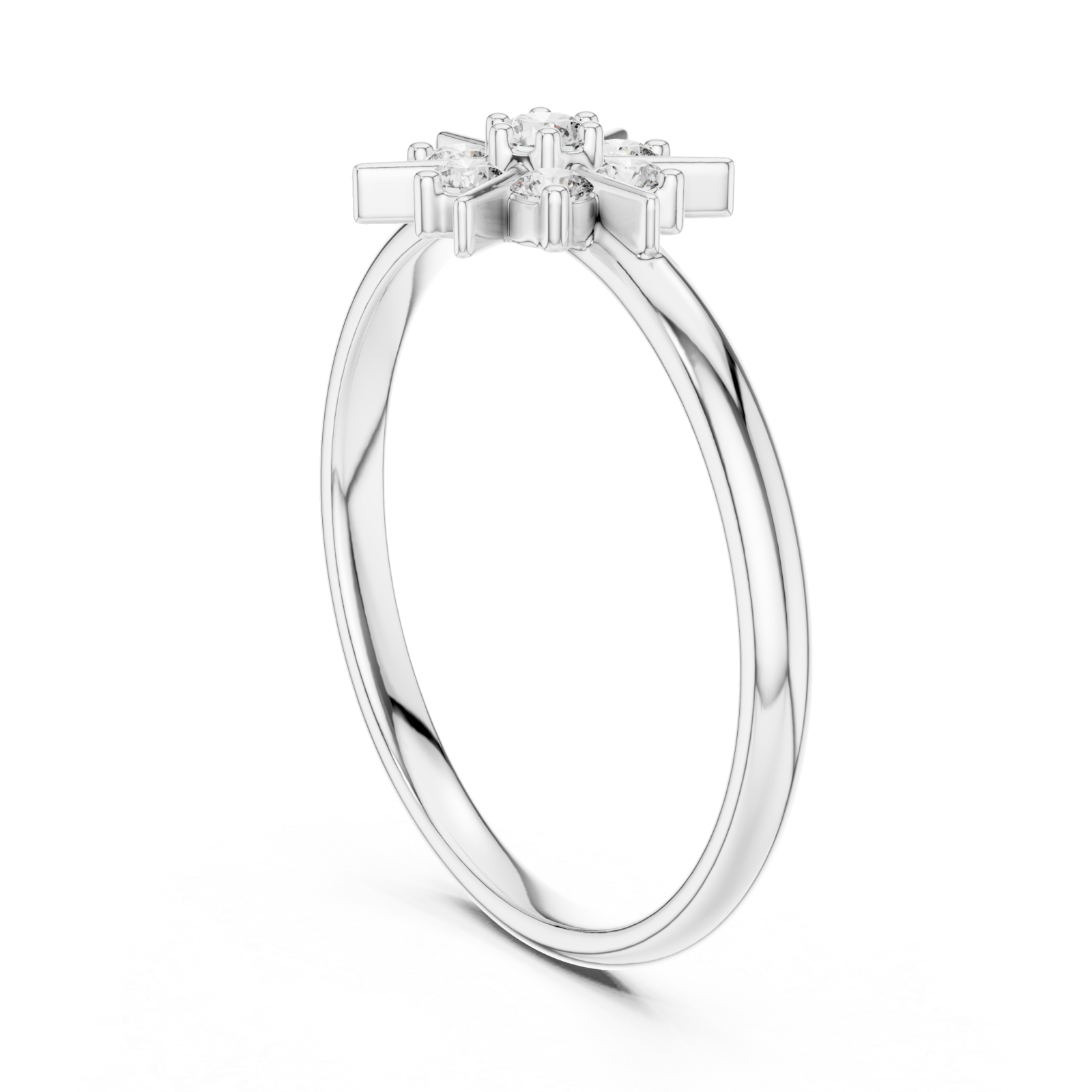  White Gold Celestial Spark Ring Left View