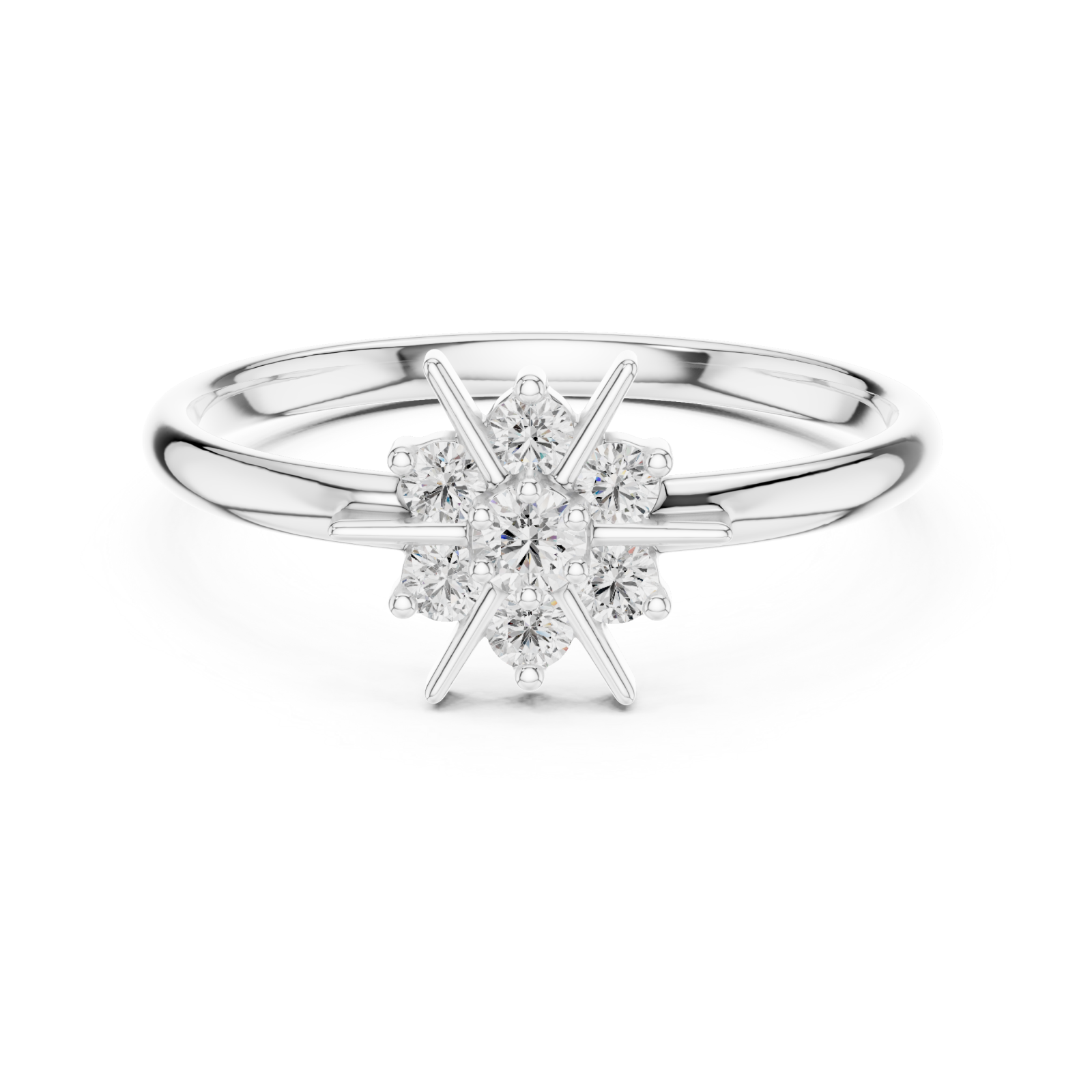  White Gold Celestial Spark Ring Front View