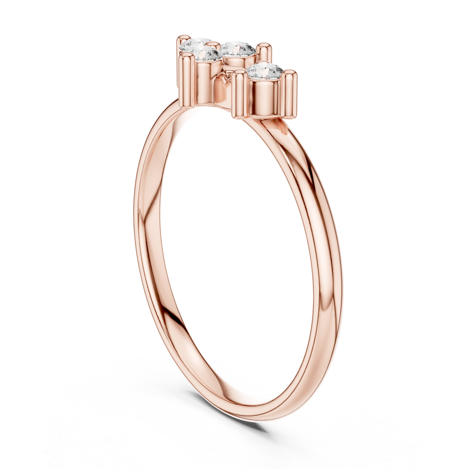  Rose Gold Sweet Bloom Modern Stack Ring Left View