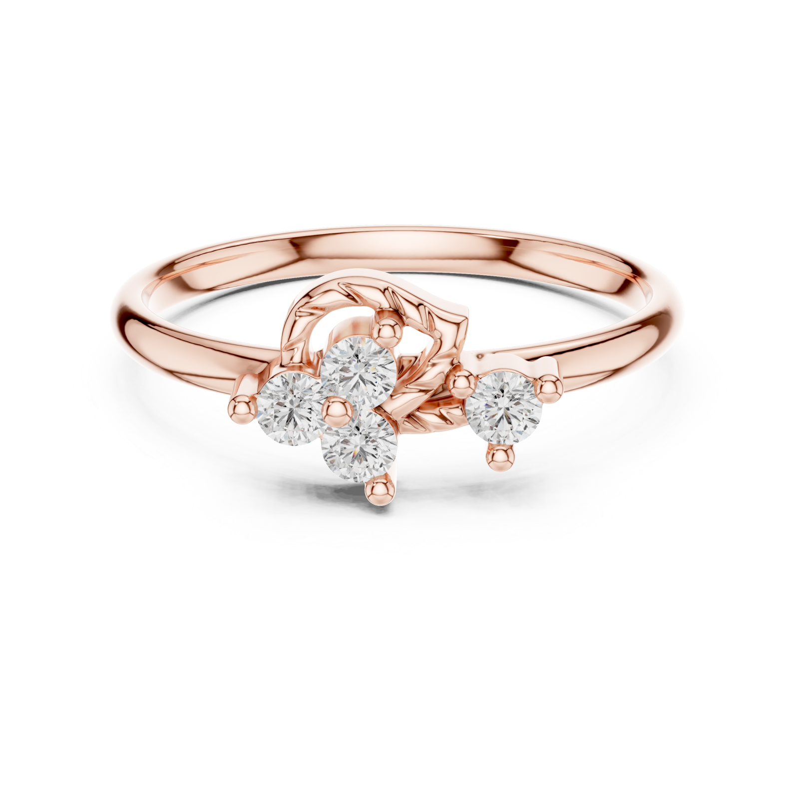  Rose Gold Sweet Bloom Modern Stack Ring Front View