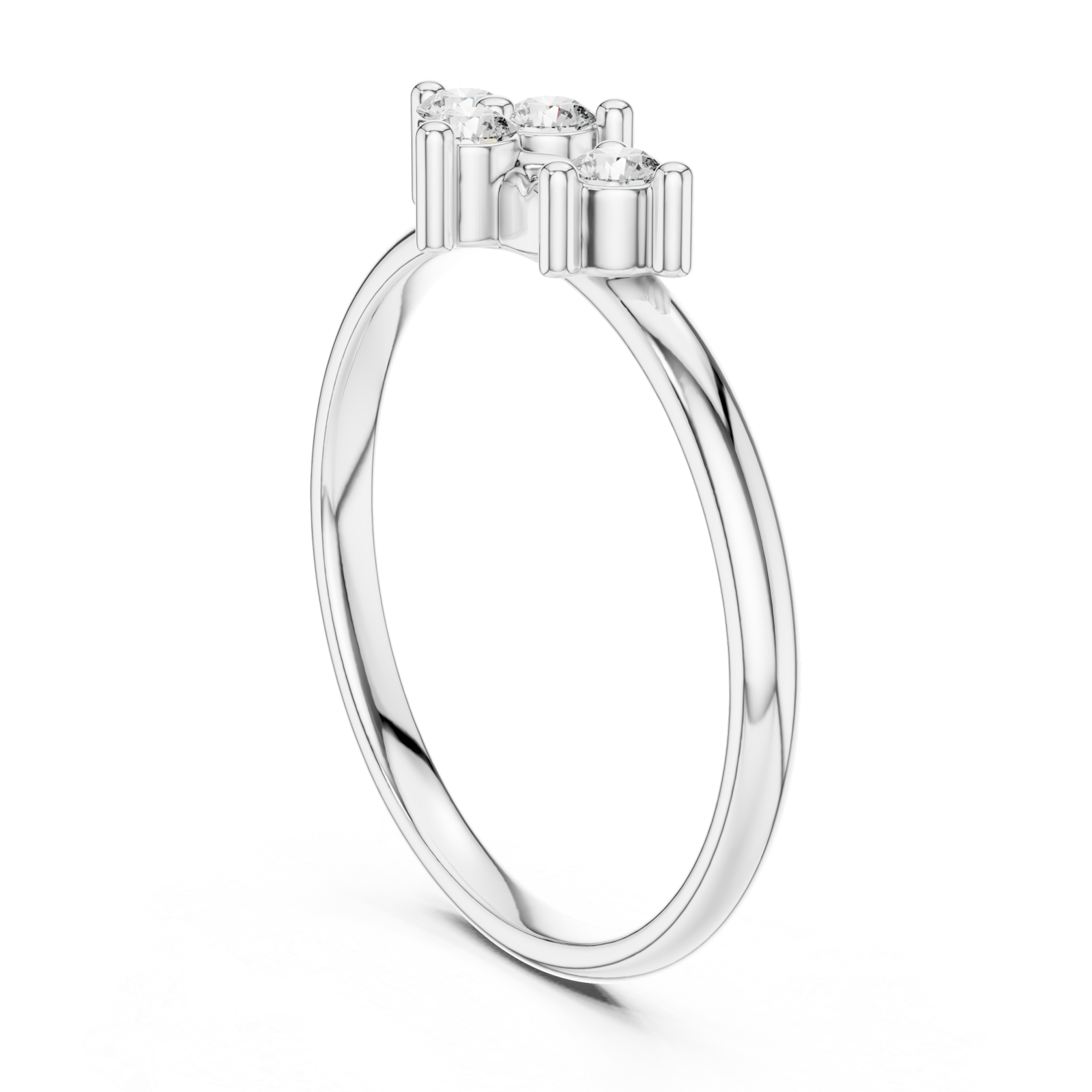  White Gold Sweet Bloom Modern Stack Ring Left View