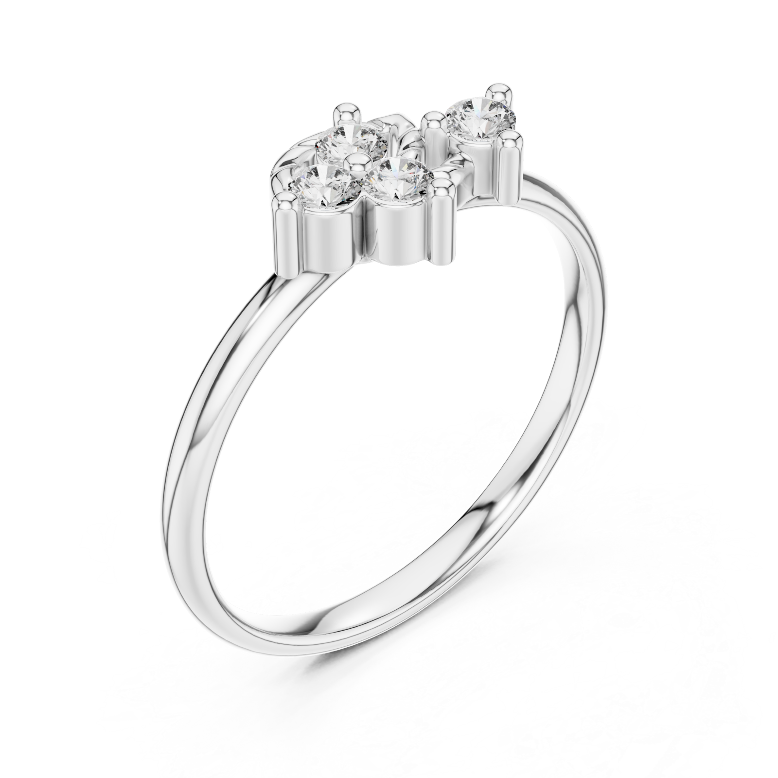  White Gold Sweet Bloom Modern Stack Ring Right View