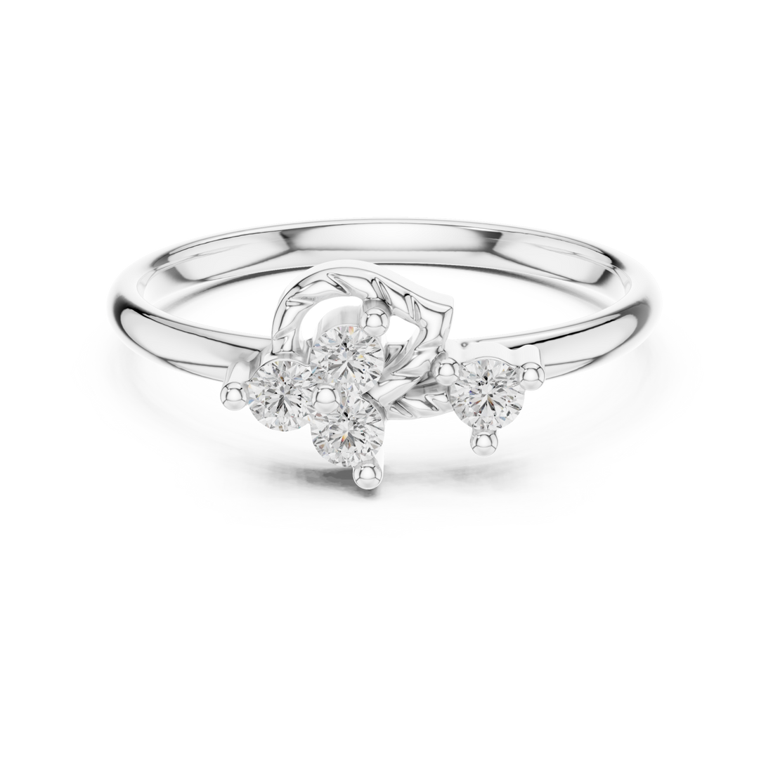  White Gold Sweet Bloom Modern Stack Ring Right View