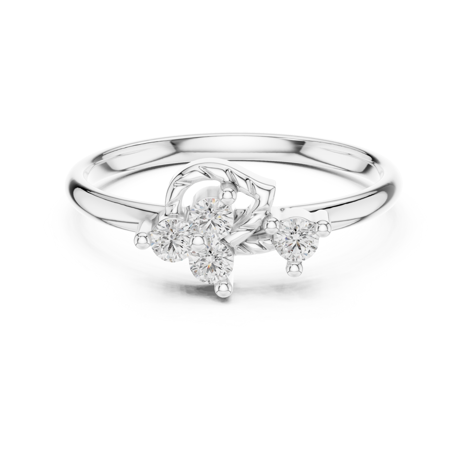  White Gold Sweet Bloom Modern Stack Ring Front View