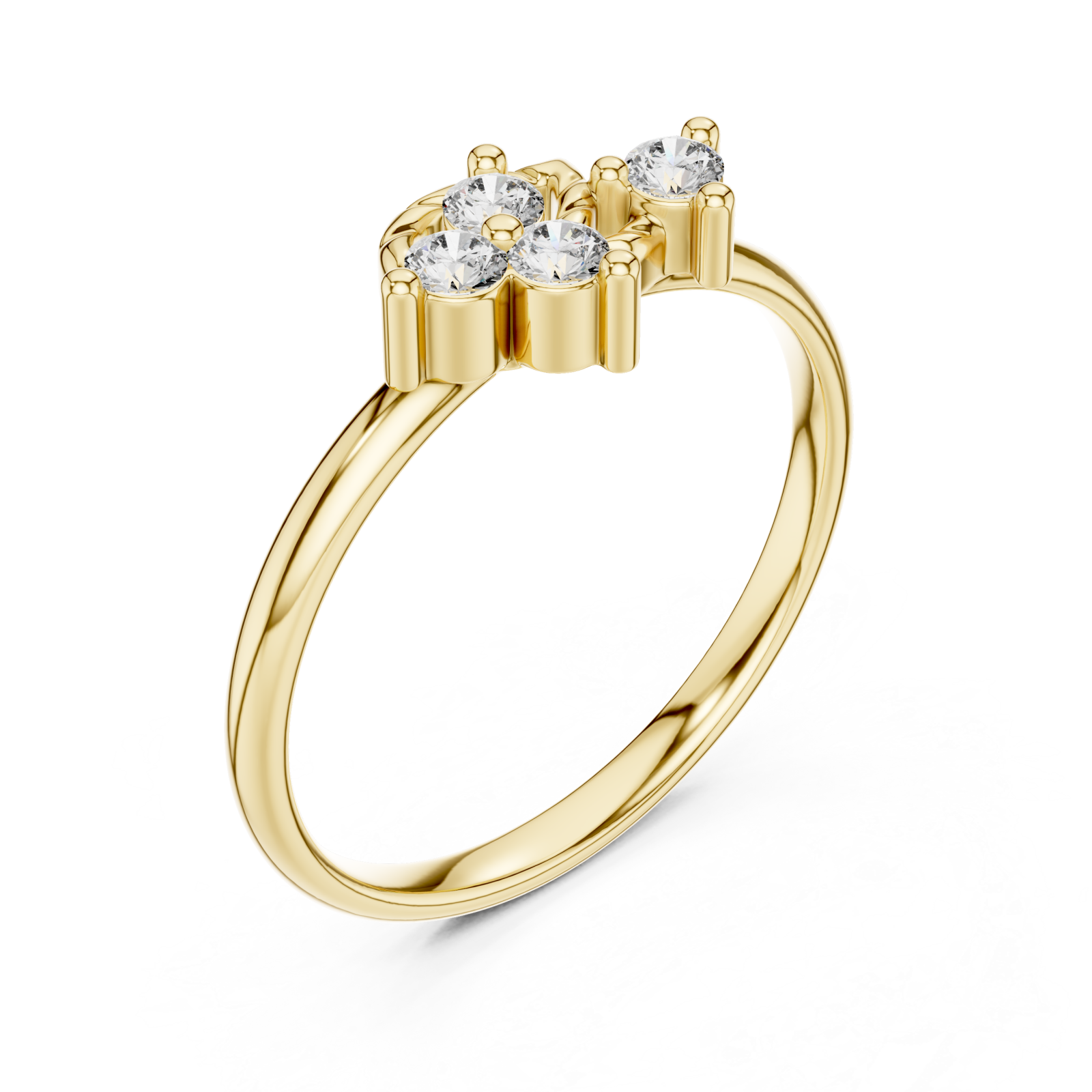 Gold Sweet Bloom Modern Stack Ring Right View