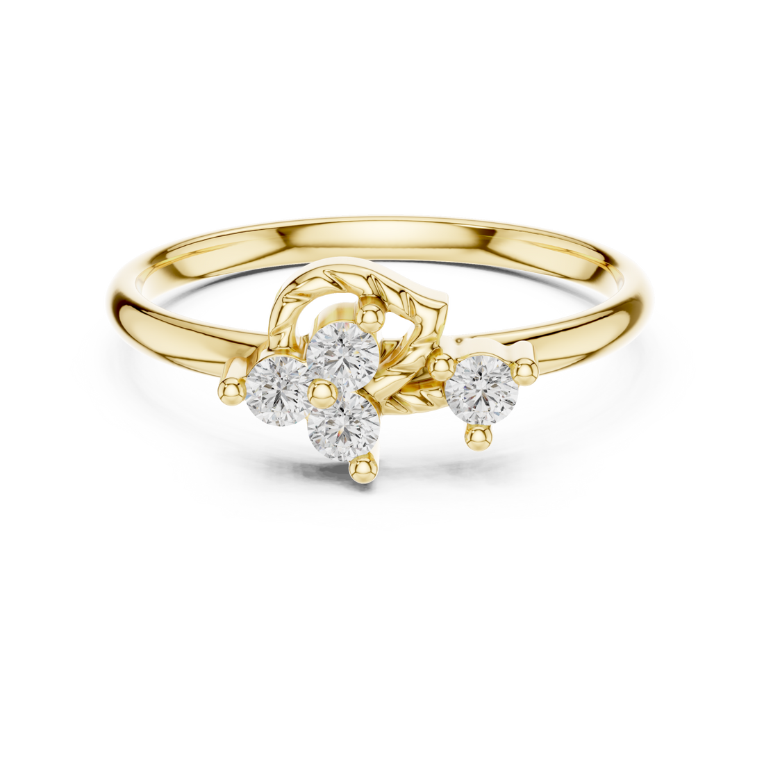 Gold Sweet Bloom Modern Stack Ring Right View