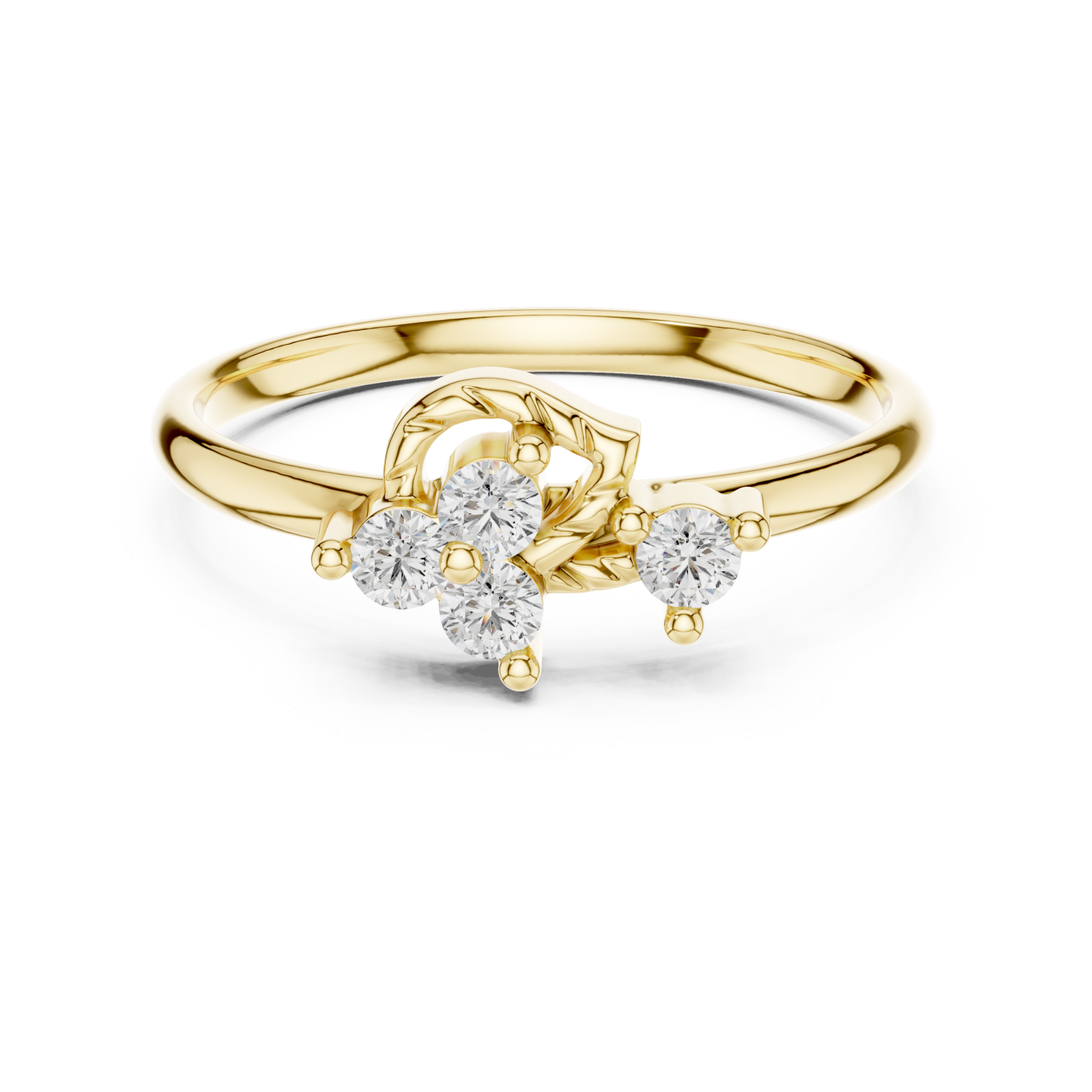  Gold Sweet Bloom Modern Stack Ring Front View