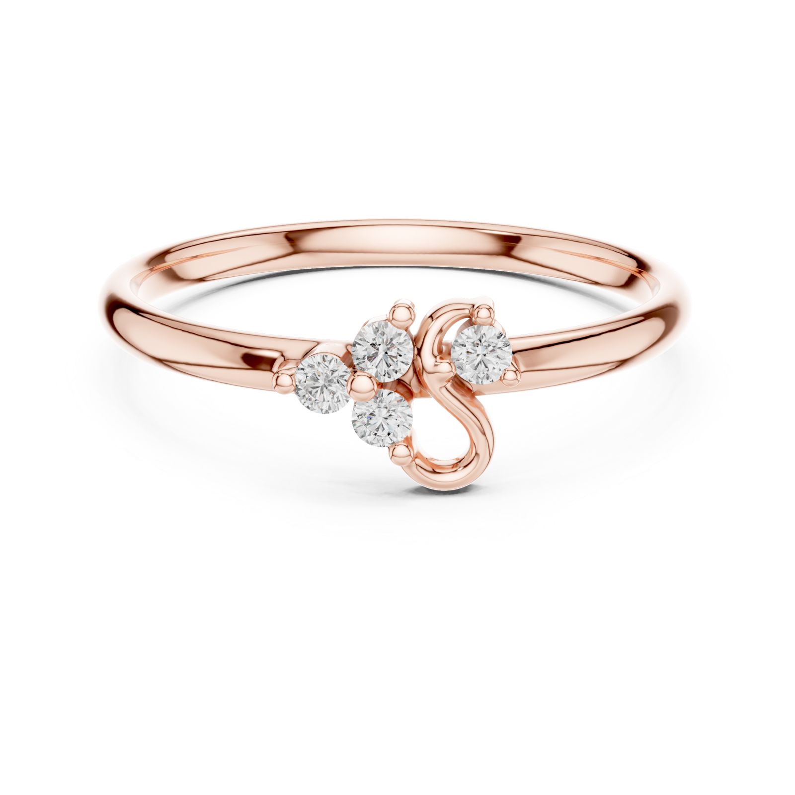  Rose Gold Eternal Grace Glitter Cluster Ring Front View