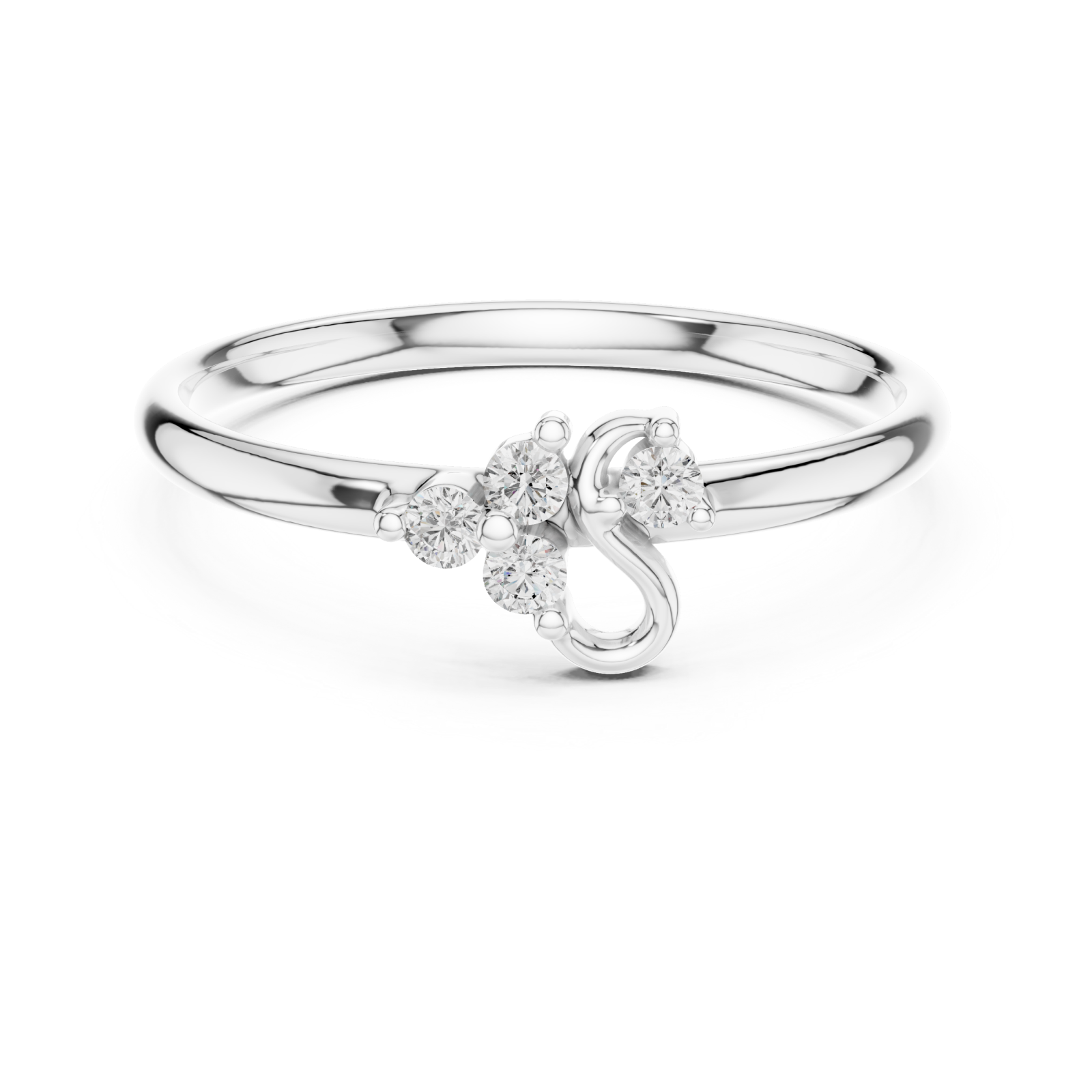  White Gold Eternal Grace Glitter Cluster Ring Front View