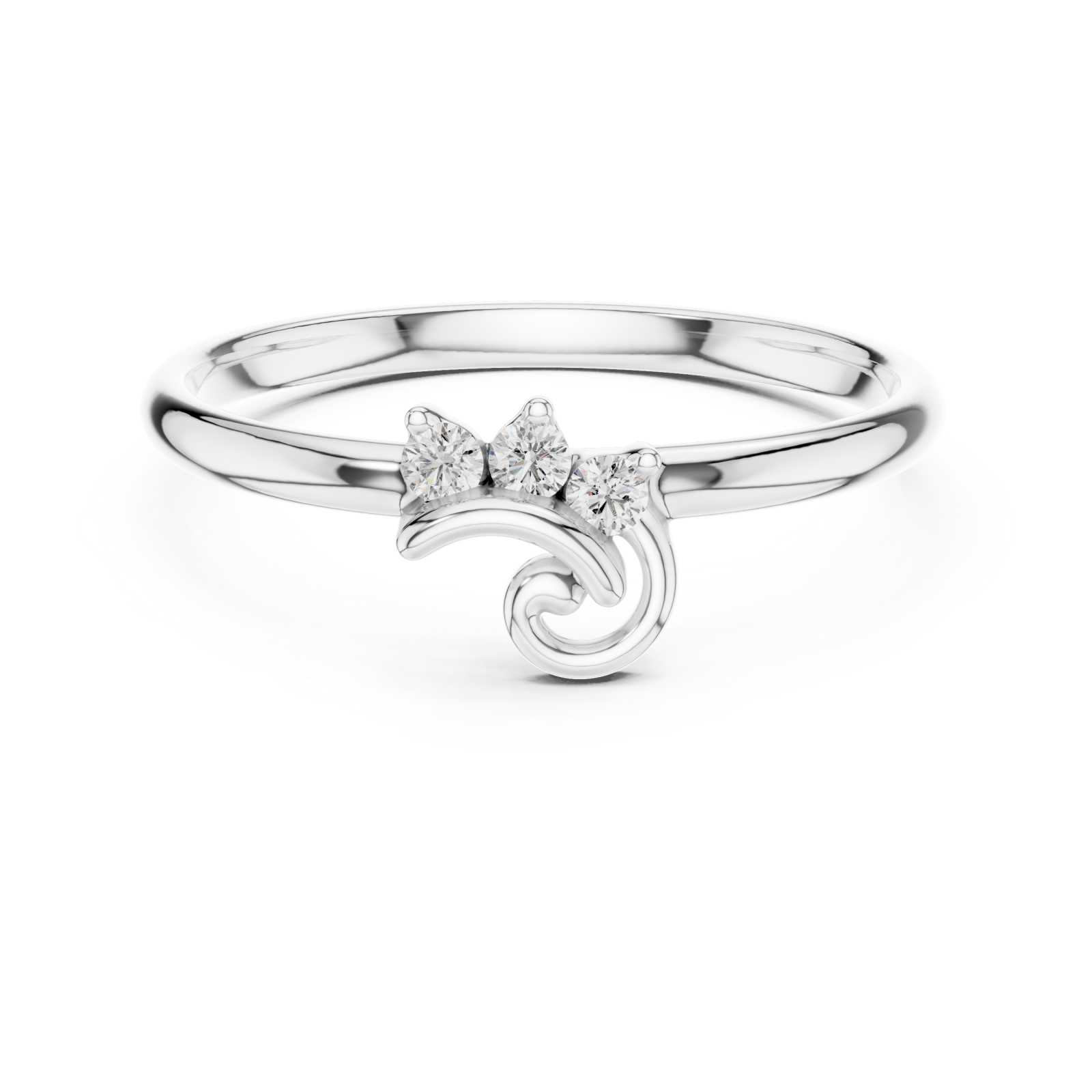  White Gold Mystique Dual Flow Minimalist Ring Front View