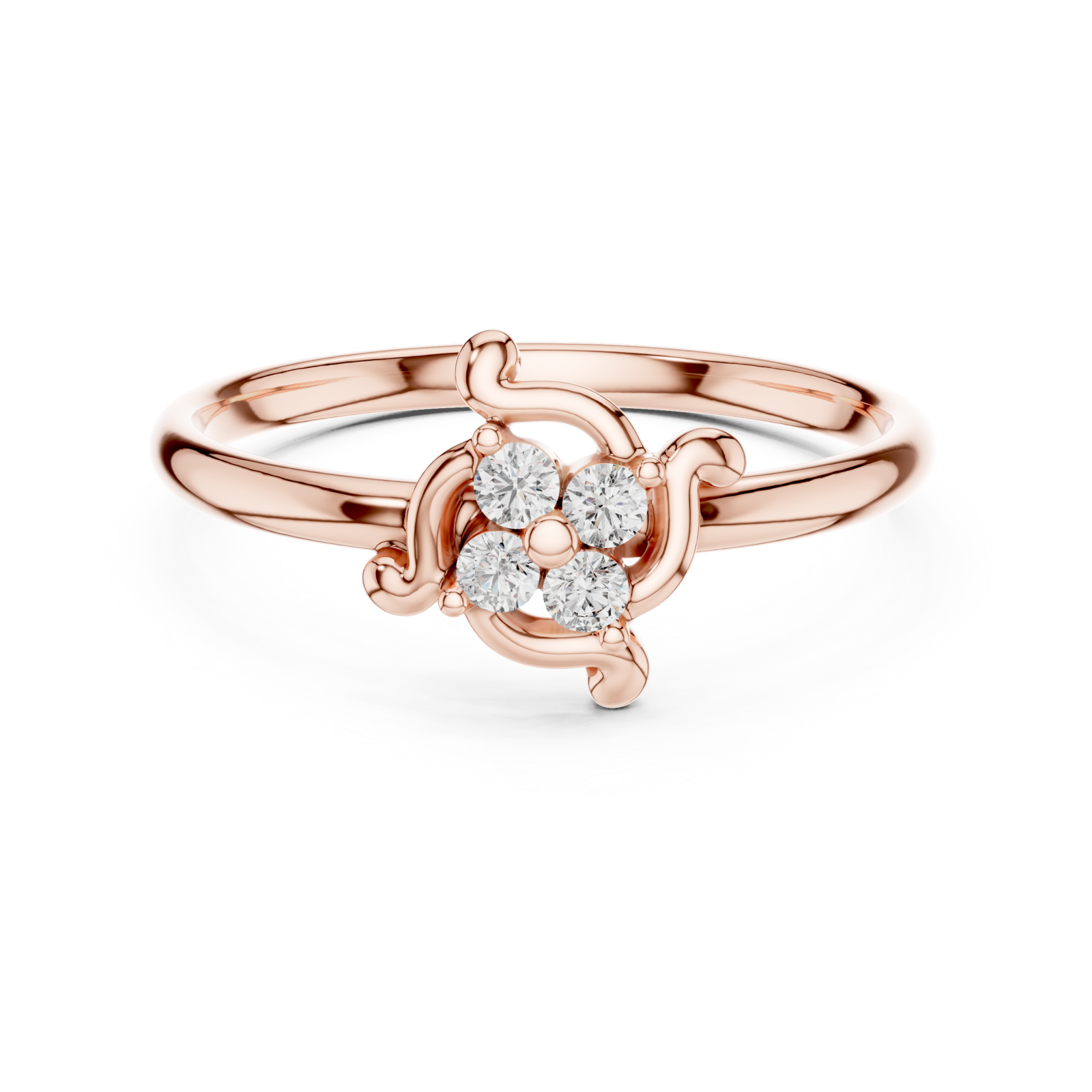  Rose Gold Starlit Whisper Classic Band Ring Front View