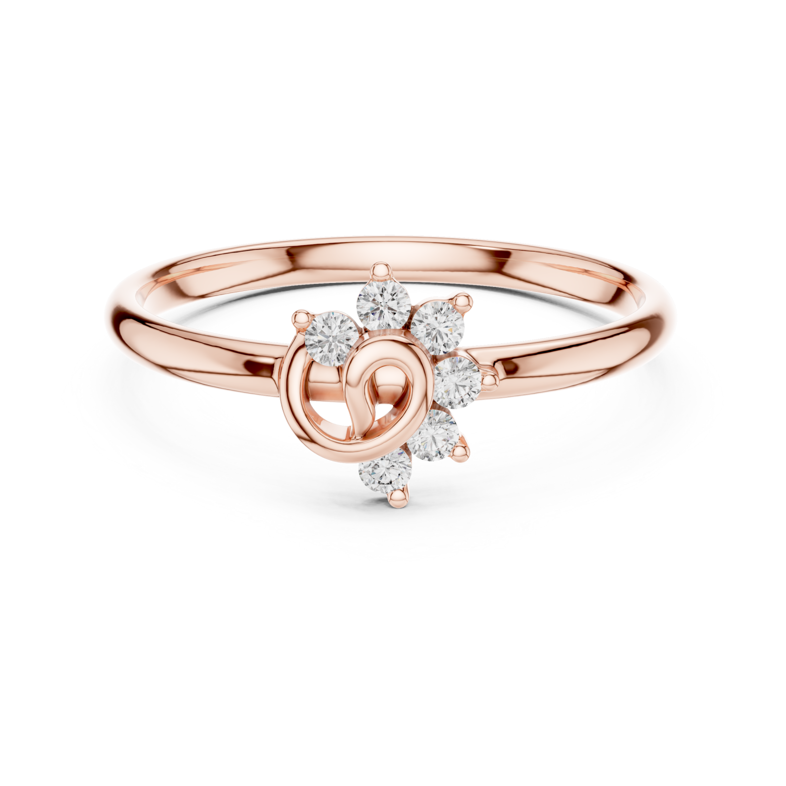  Rose Gold Enchanted Petal Blossom Elegance Ring Front View