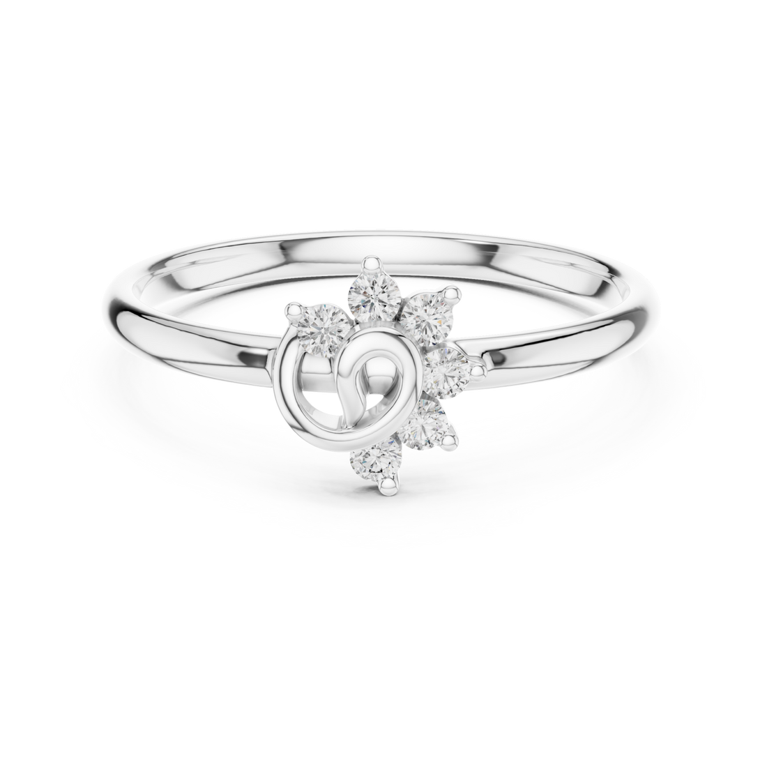  White Gold Enchanted Petal Blossom Elegance Ring Right View