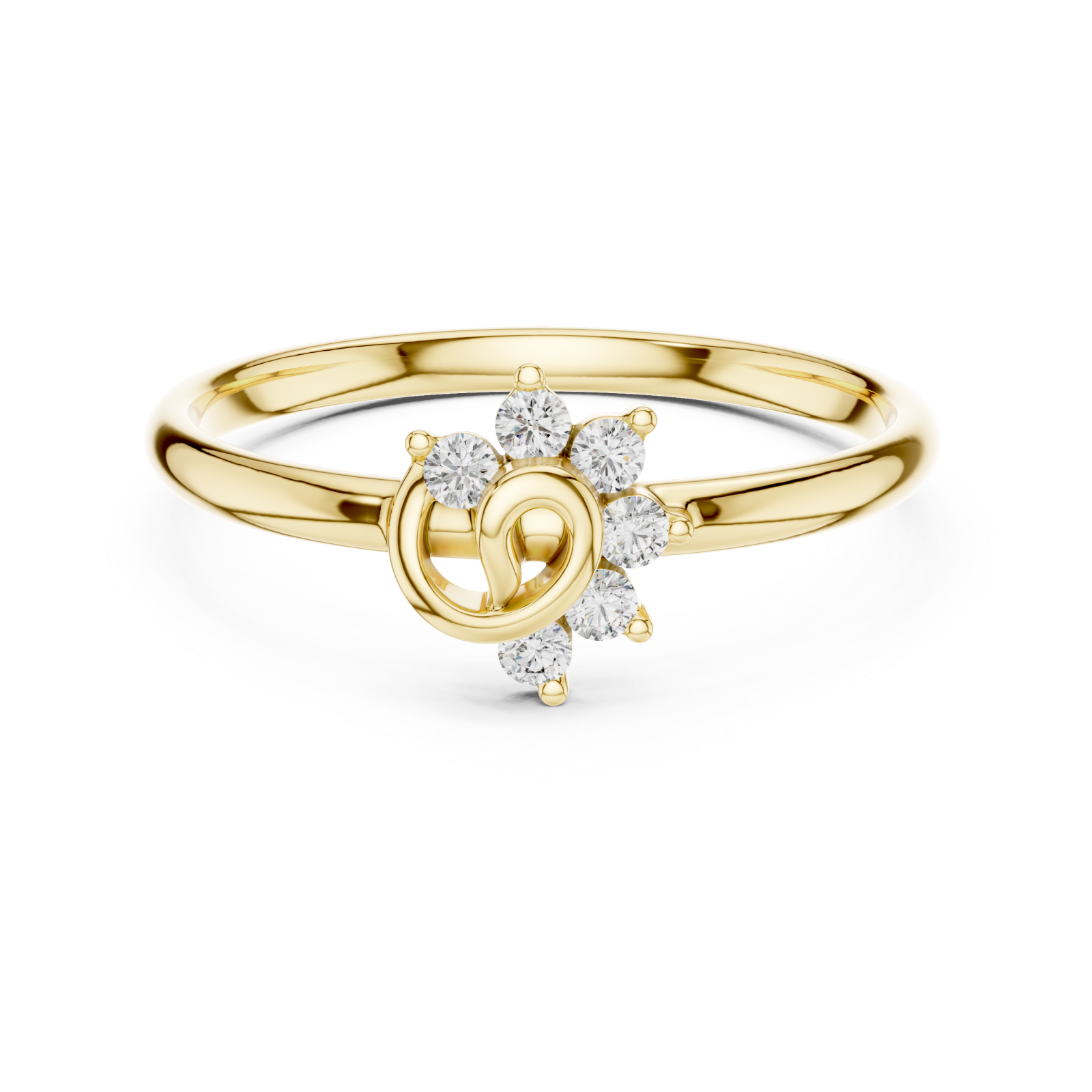  Gold Enchanted Petal Blossom Elegance Ring Front View