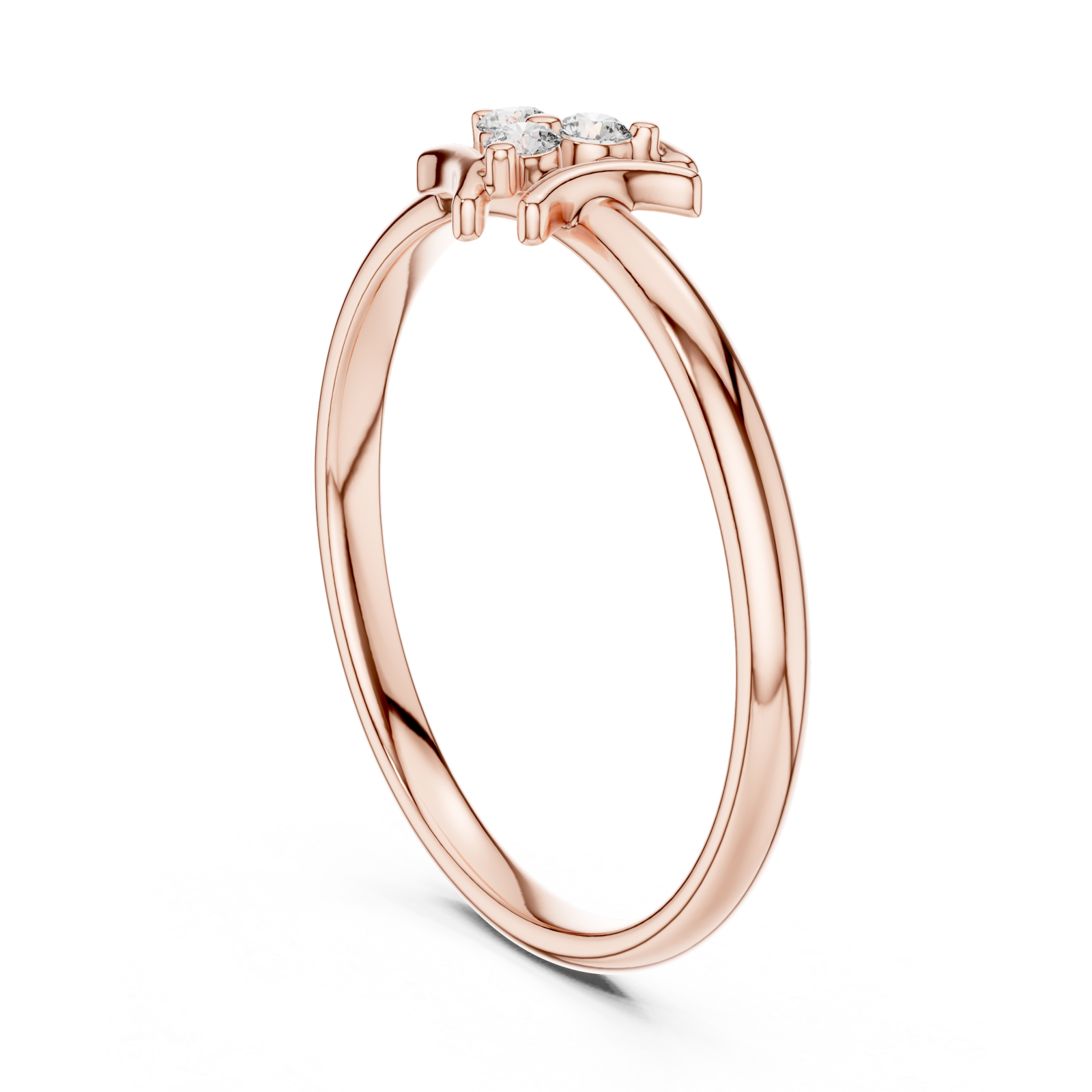  Rose Gold Radiant Crescent Petal Harmony Ring Left View