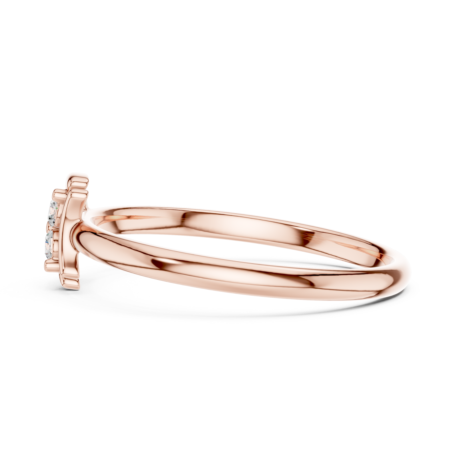  Rose Gold Radiant Crescent Petal Harmony Ring Side View