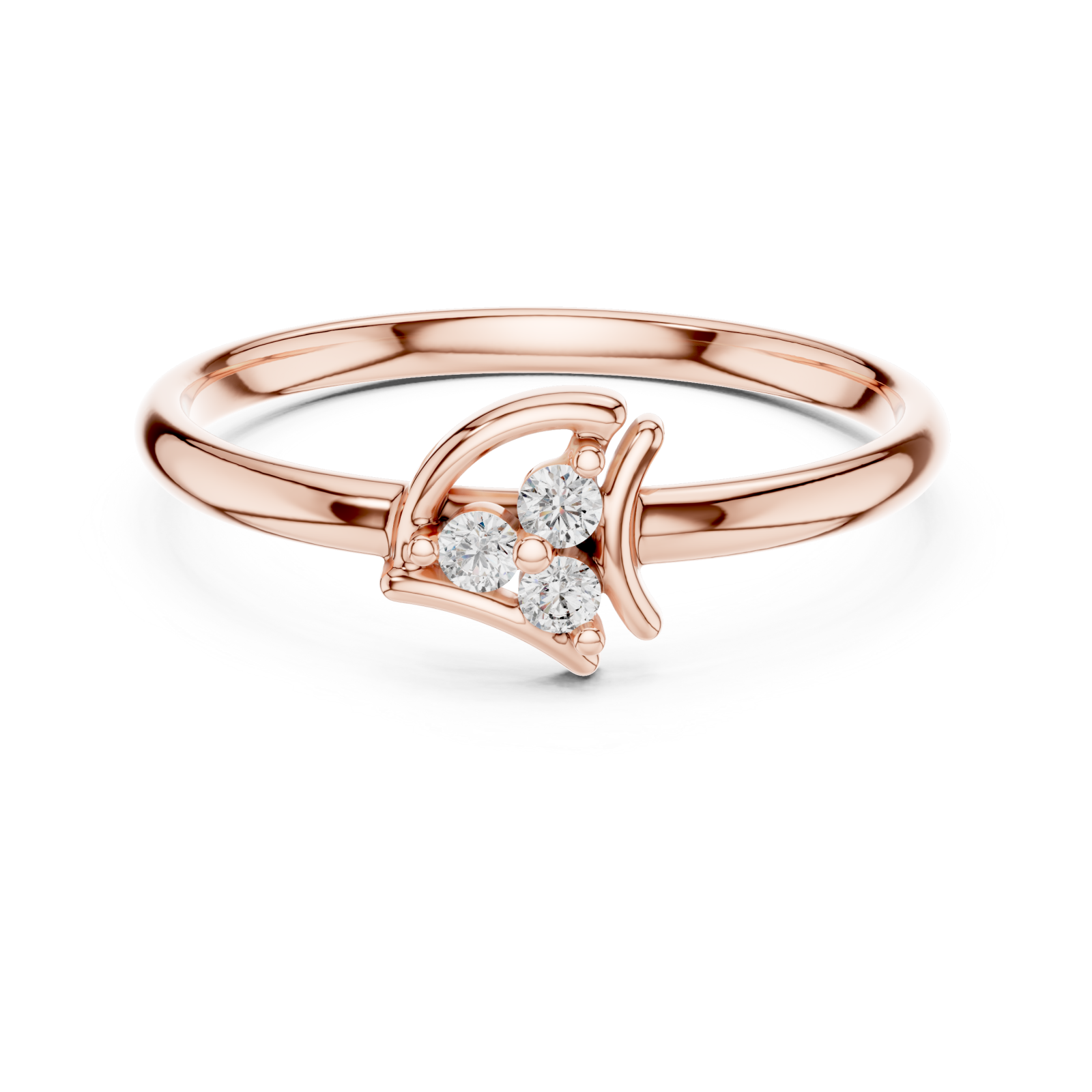 Rose Gold Radiant Crescent Petal Harmony Ring Front View