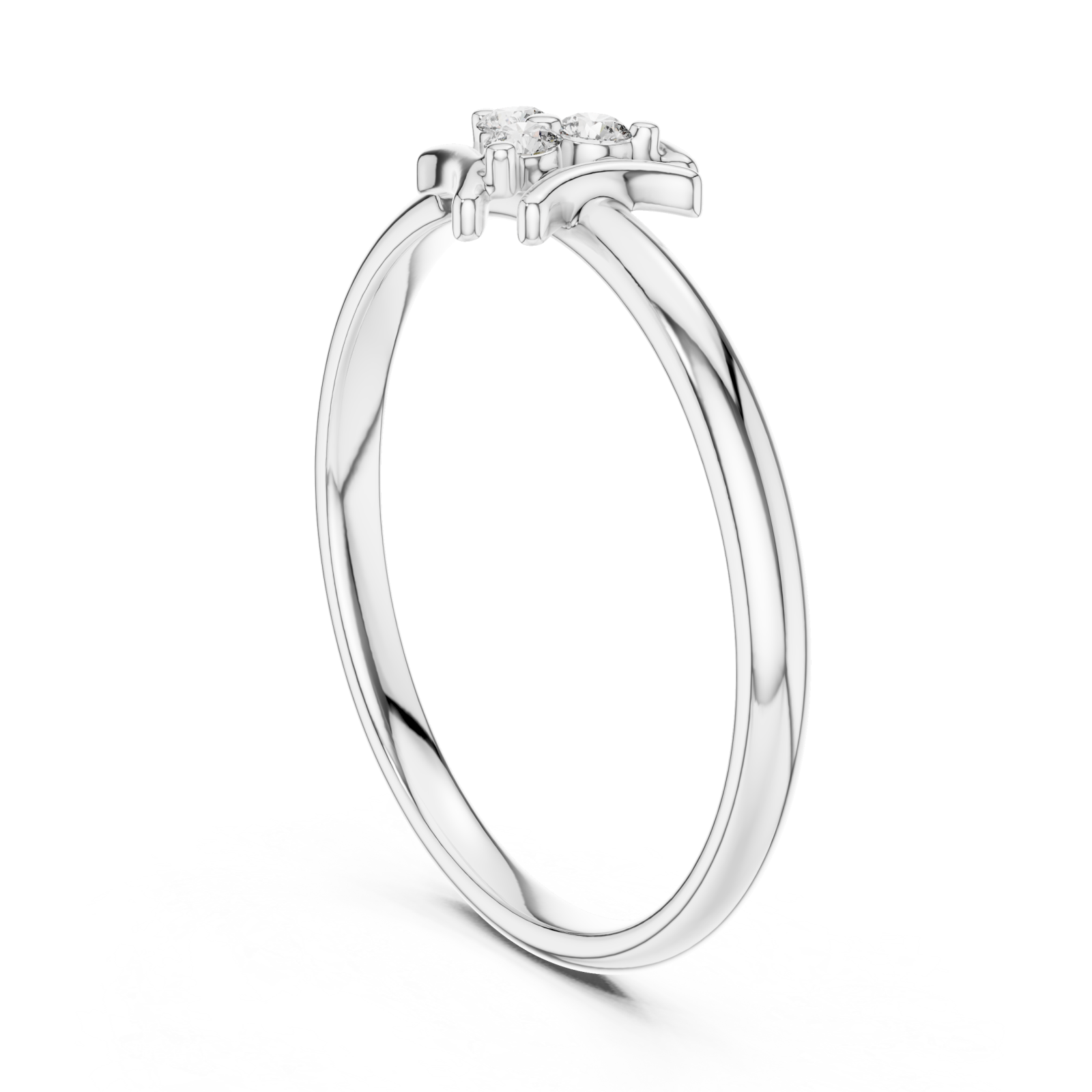  White Gold Radiant Crescent Petal Harmony Ring Left View