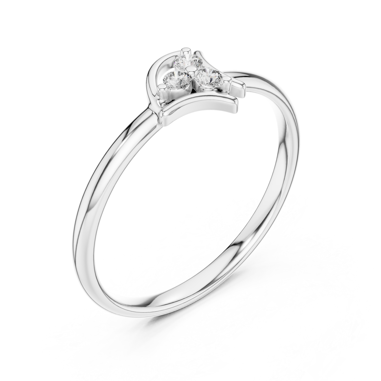  White Gold Radiant Crescent Petal Harmony Ring Right View