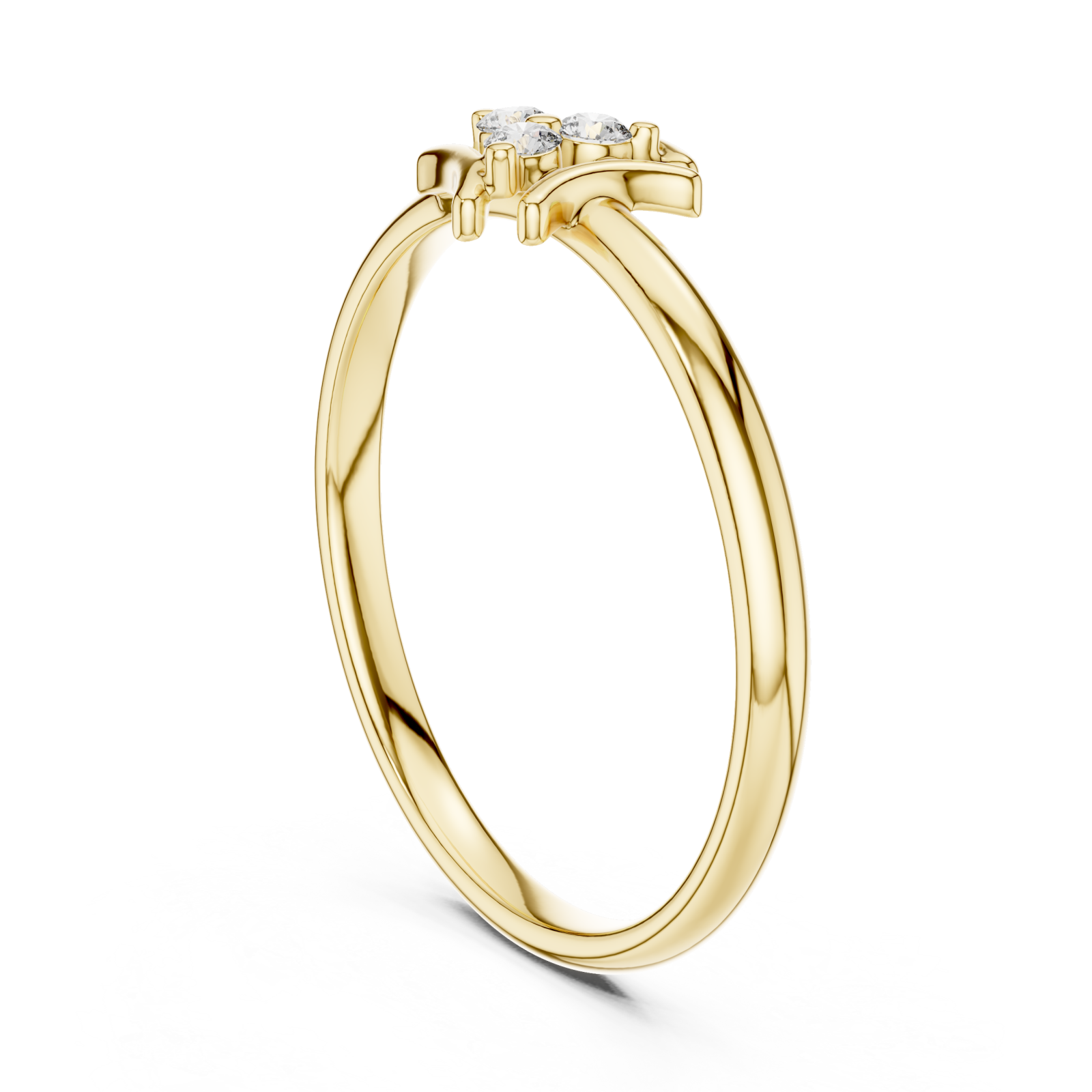  Gold Radiant Crescent Petal Harmony Ring Left View
