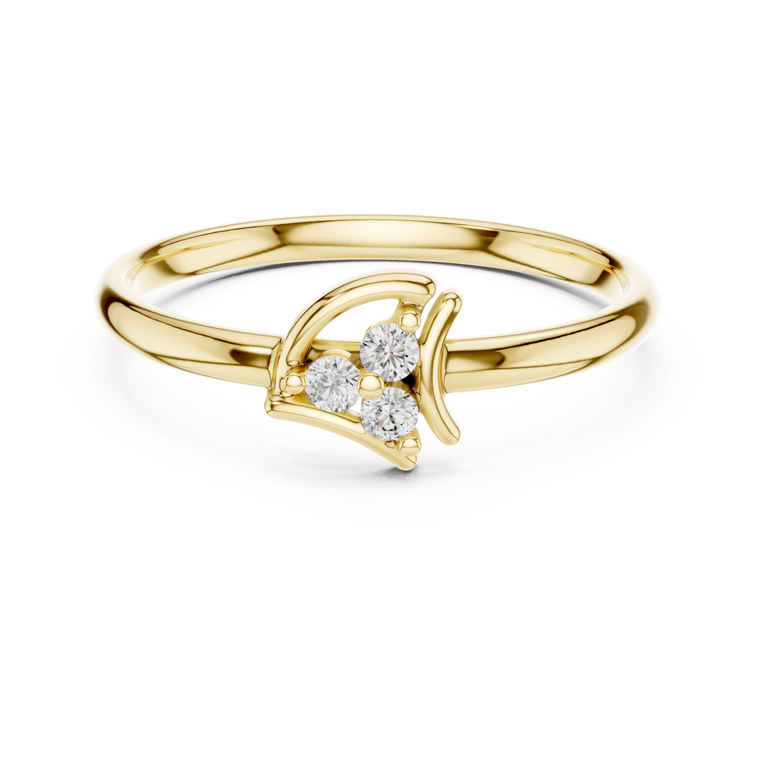 Gold Radiant Crescent Petal Harmony Ring Right View