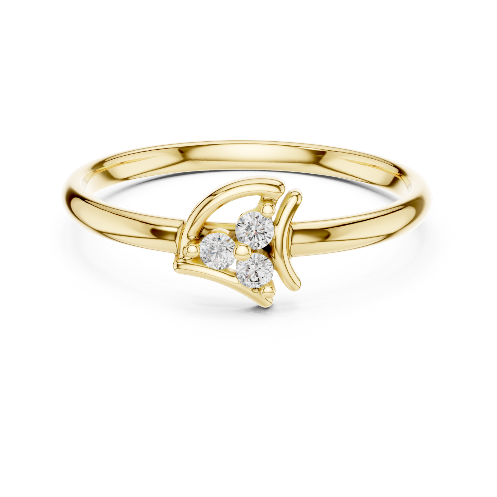  Gold Radiant Crescent Petal Harmony Ring Front View