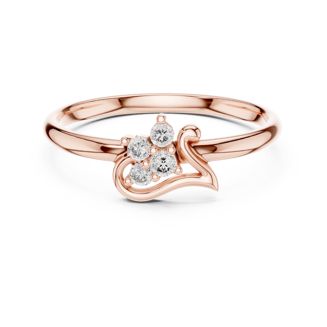  Rose Gold Harmonic Embrace Trio Solitaire Design Ring Right View
