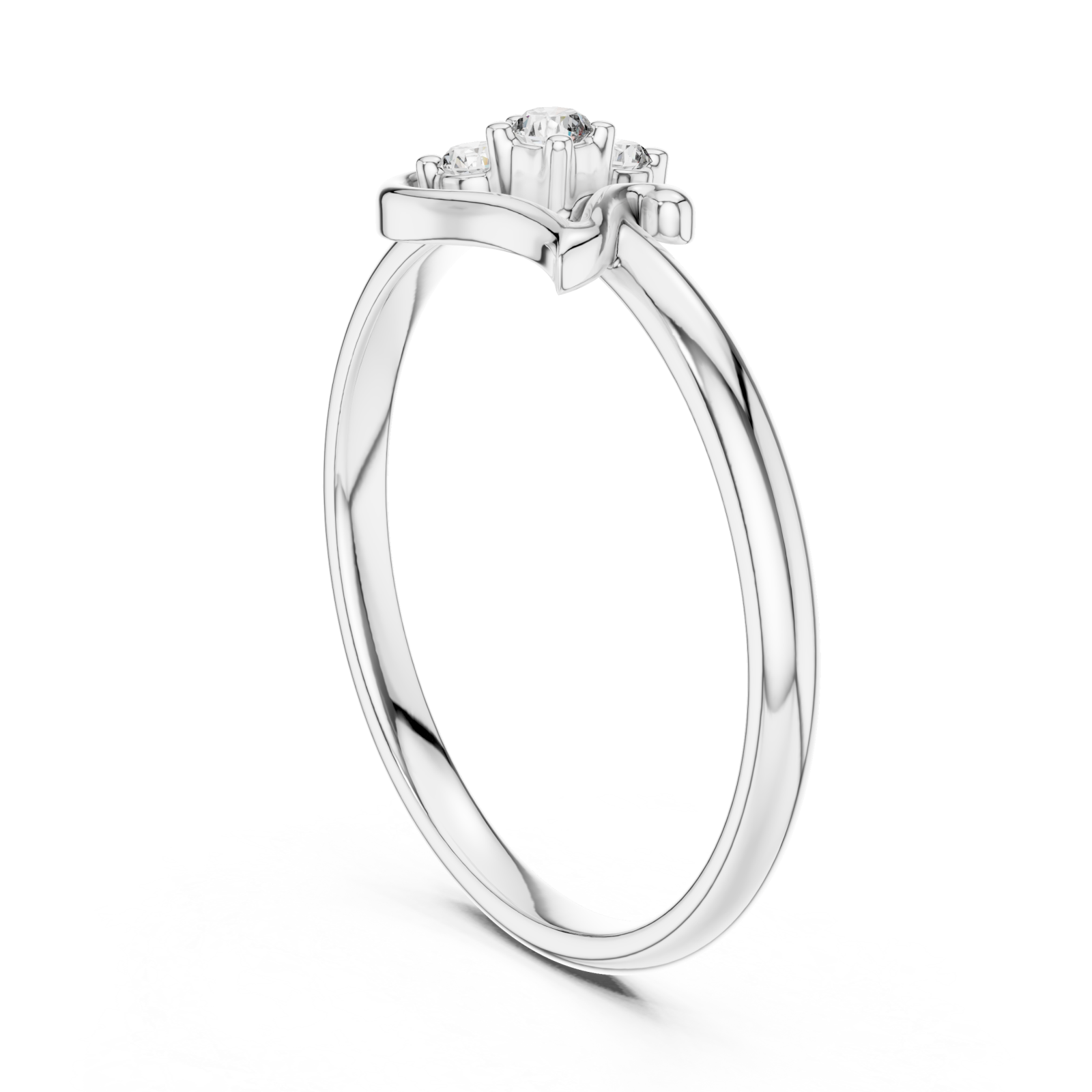  White Gold Harmonic Embrace Trio Solitaire Design Ring Left View