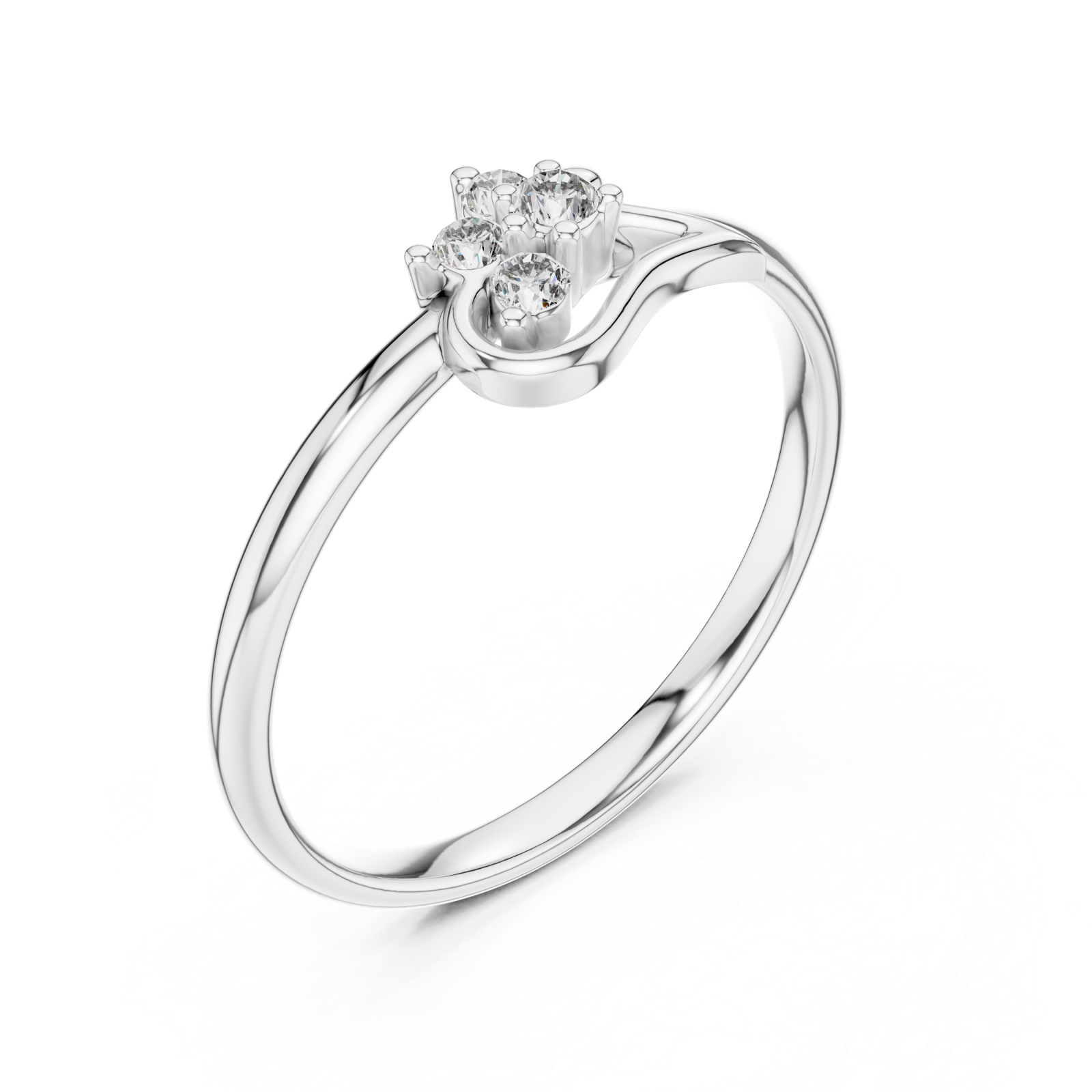  White Gold Harmonic Embrace Trio Solitaire Design Ring Right View