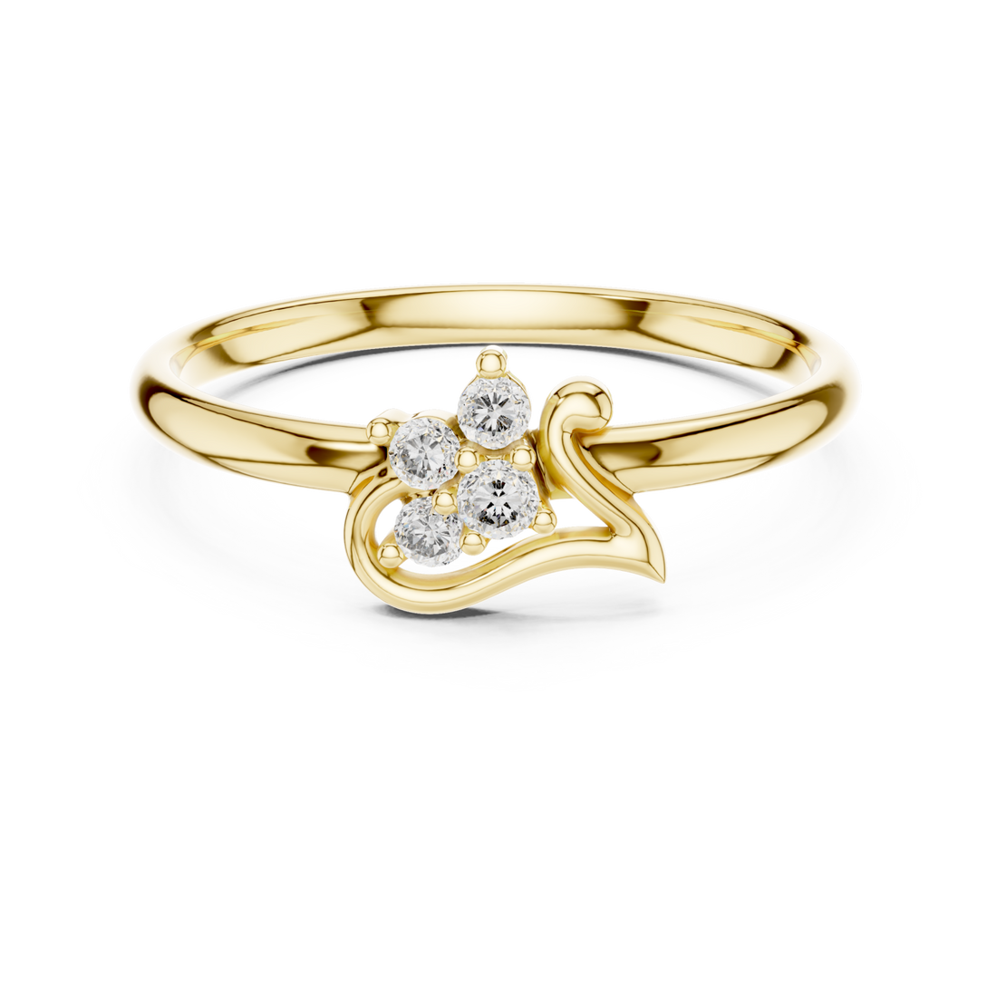 Gold Harmonic Embrace Trio Solitaire Design Ring Right View