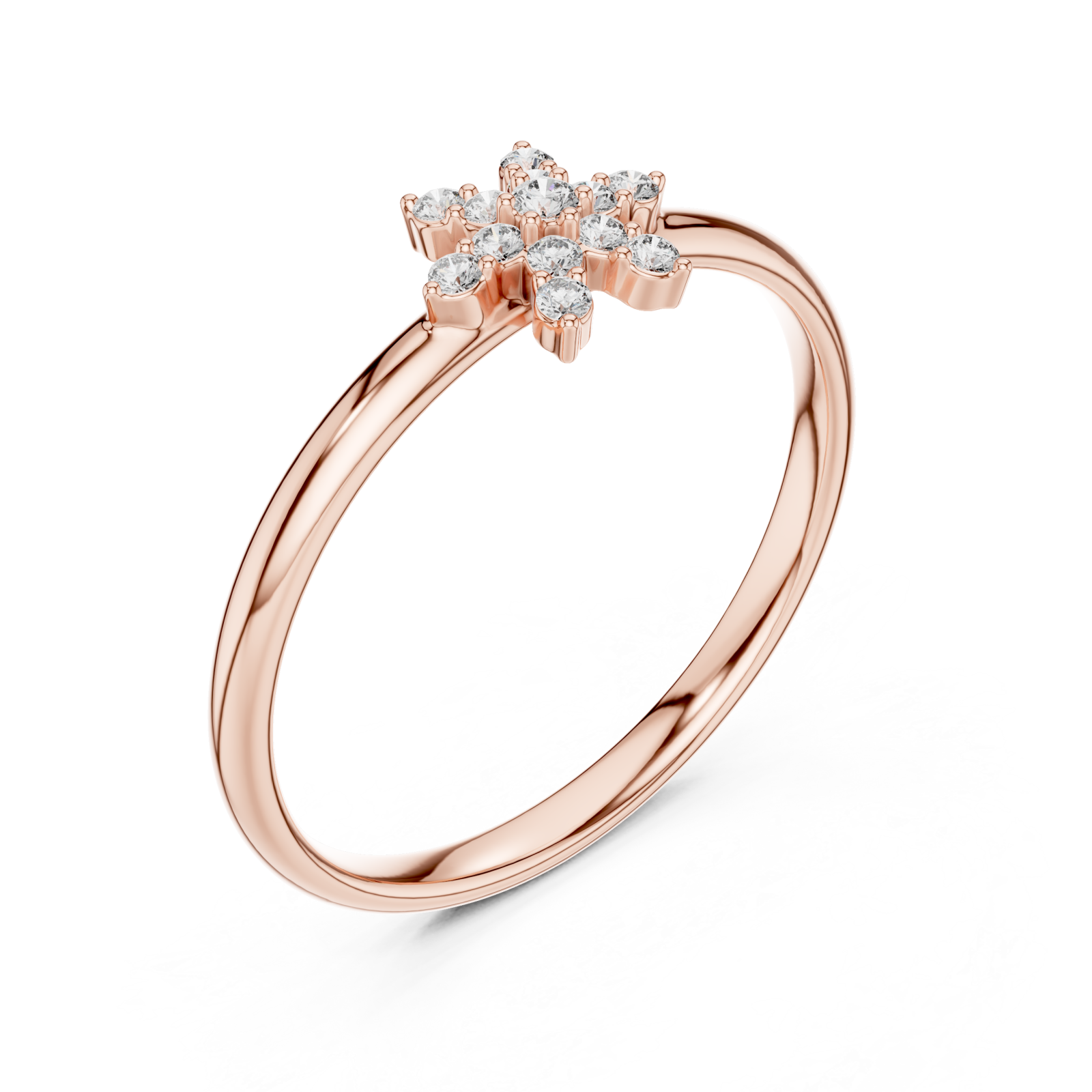  Rose Gold Whispering Daisies Refined Band Ring Right View