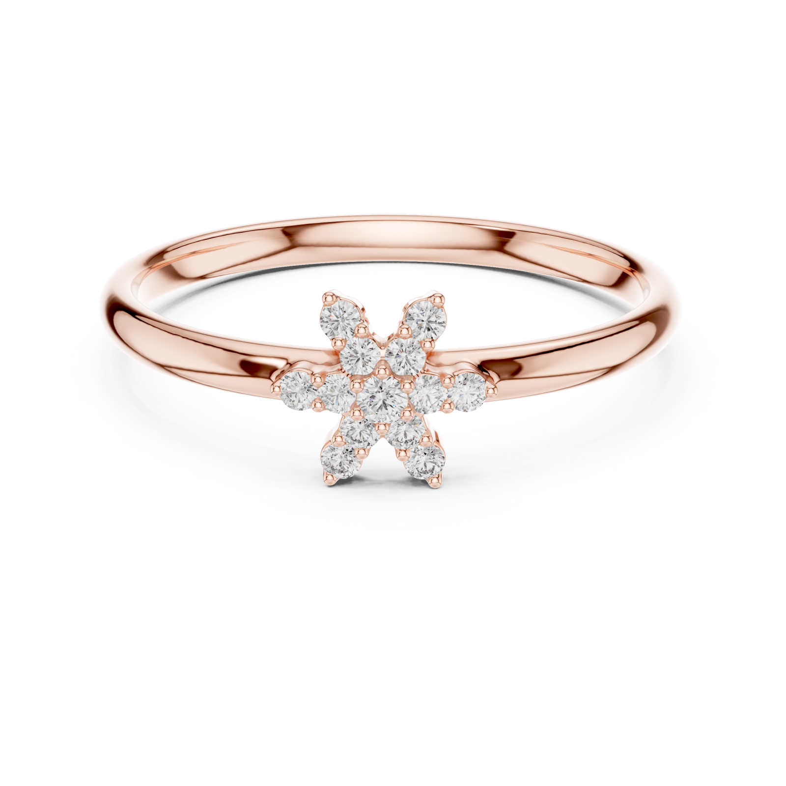  Rose Gold Whispering Daisies Refined Band Ring Front View