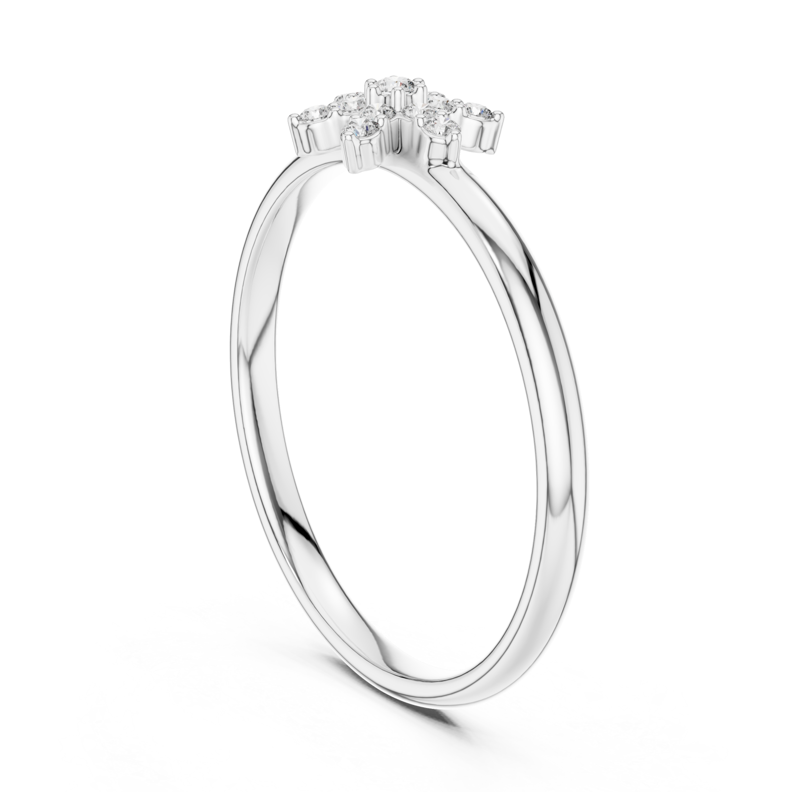  White Gold Whispering Daisies Refined Band Ring Left View