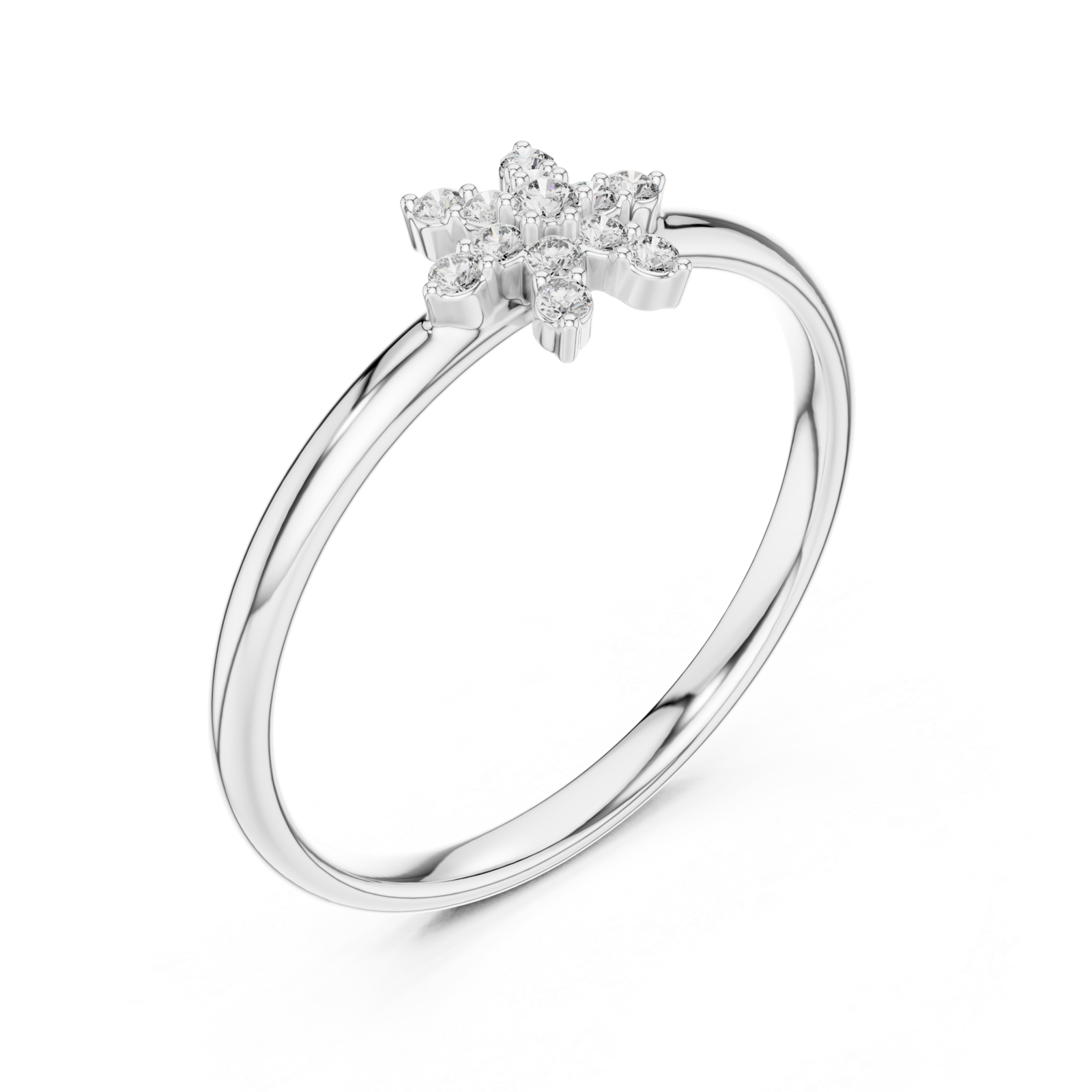  White Gold Whispering Daisies Refined Band Ring Right View