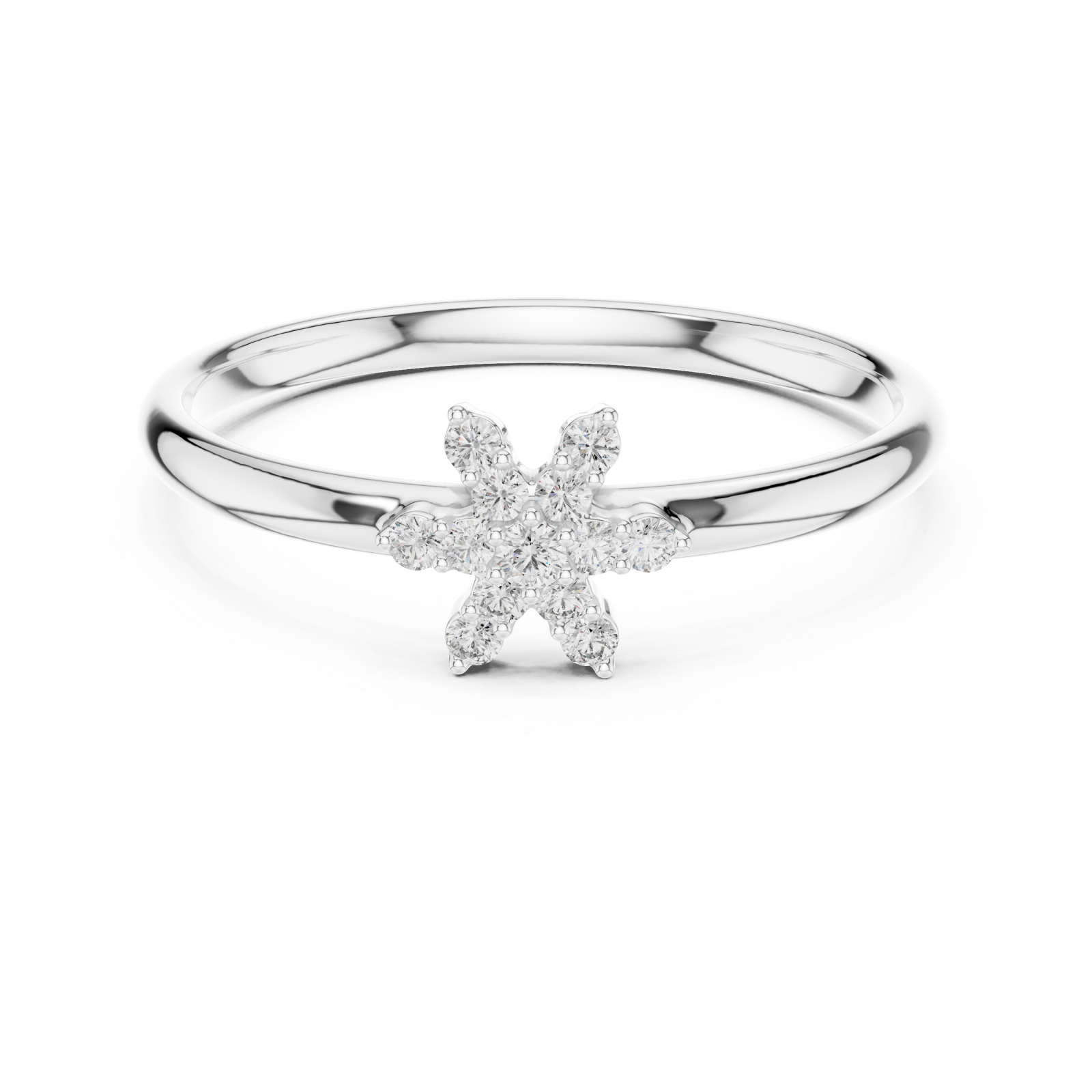  White Gold Whispering Daisies Refined Band Ring Front View