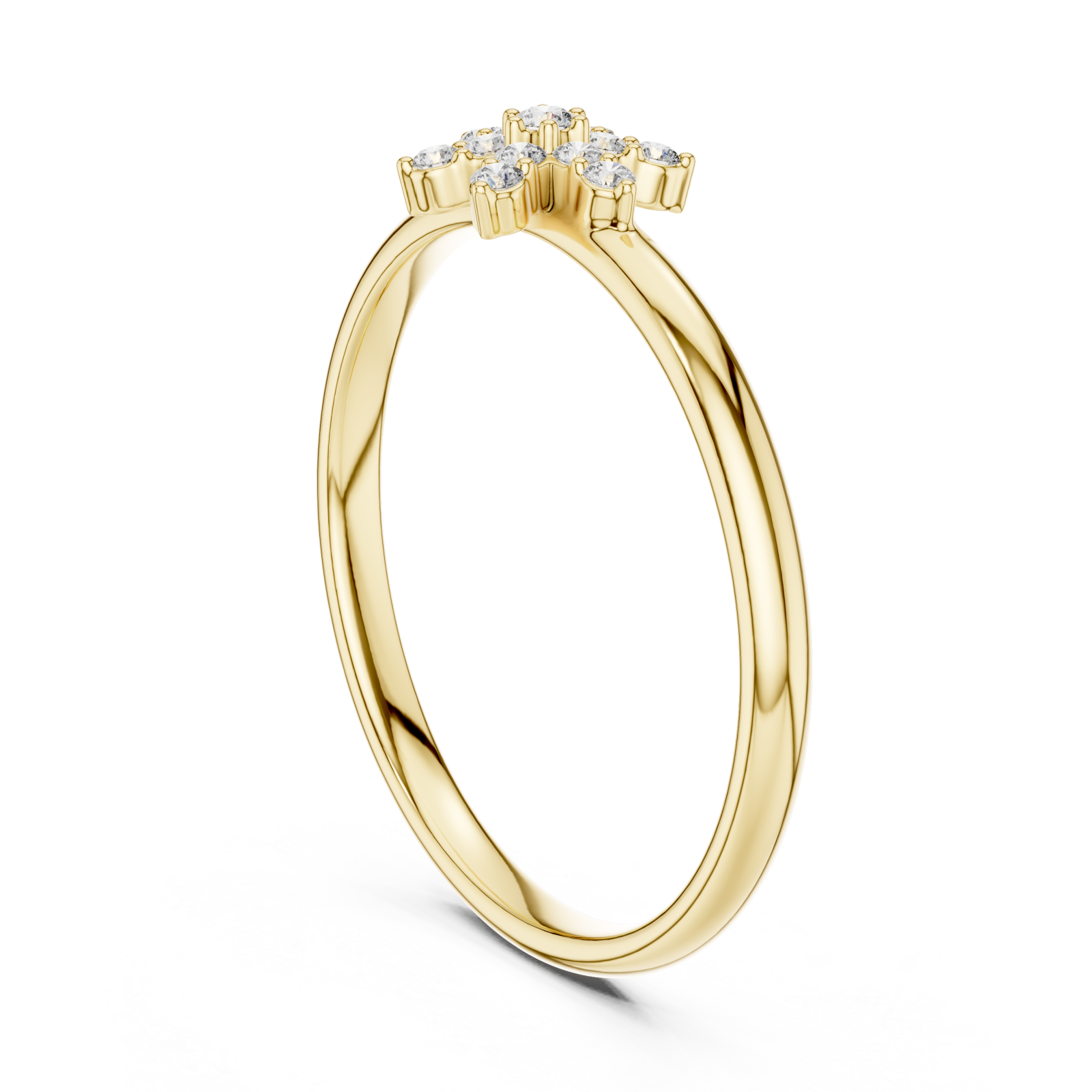  Gold Whispering Daisies Refined Band Ring Left View