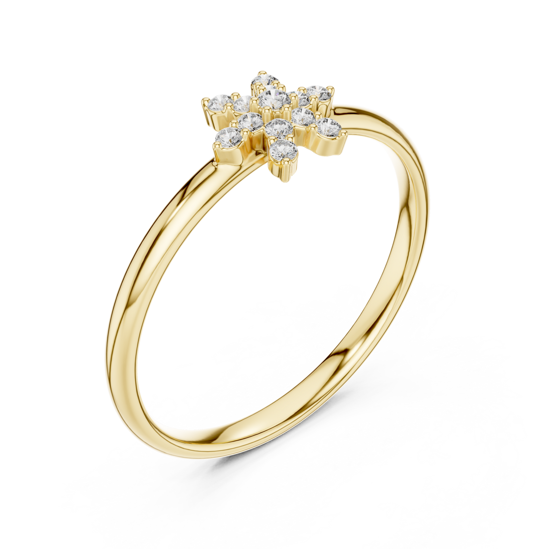 Gold Whispering Daisies Refined Band Ring Right View