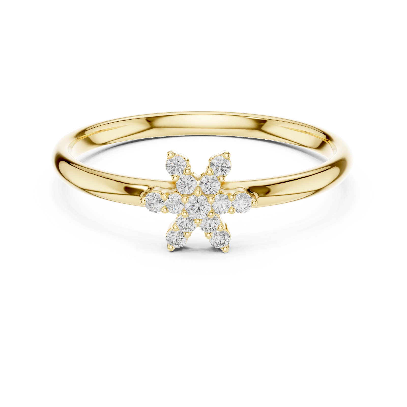  Gold Whispering Daisies Refined Band Ring Front View