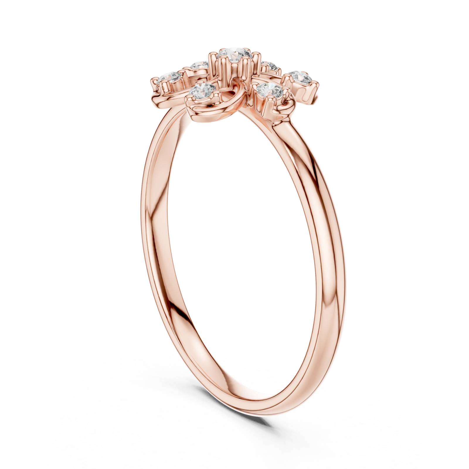  Rose Gold Floral Radiance Ring Left View