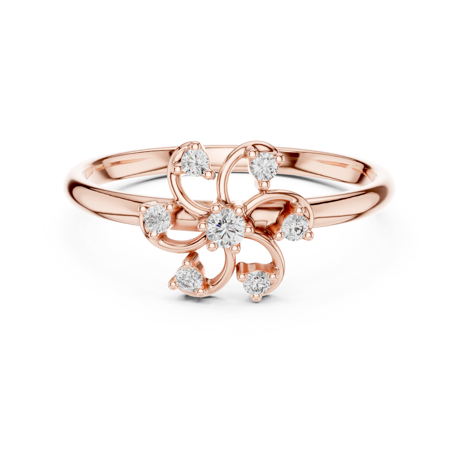  Rose Gold Floral Radiance Ring Front View