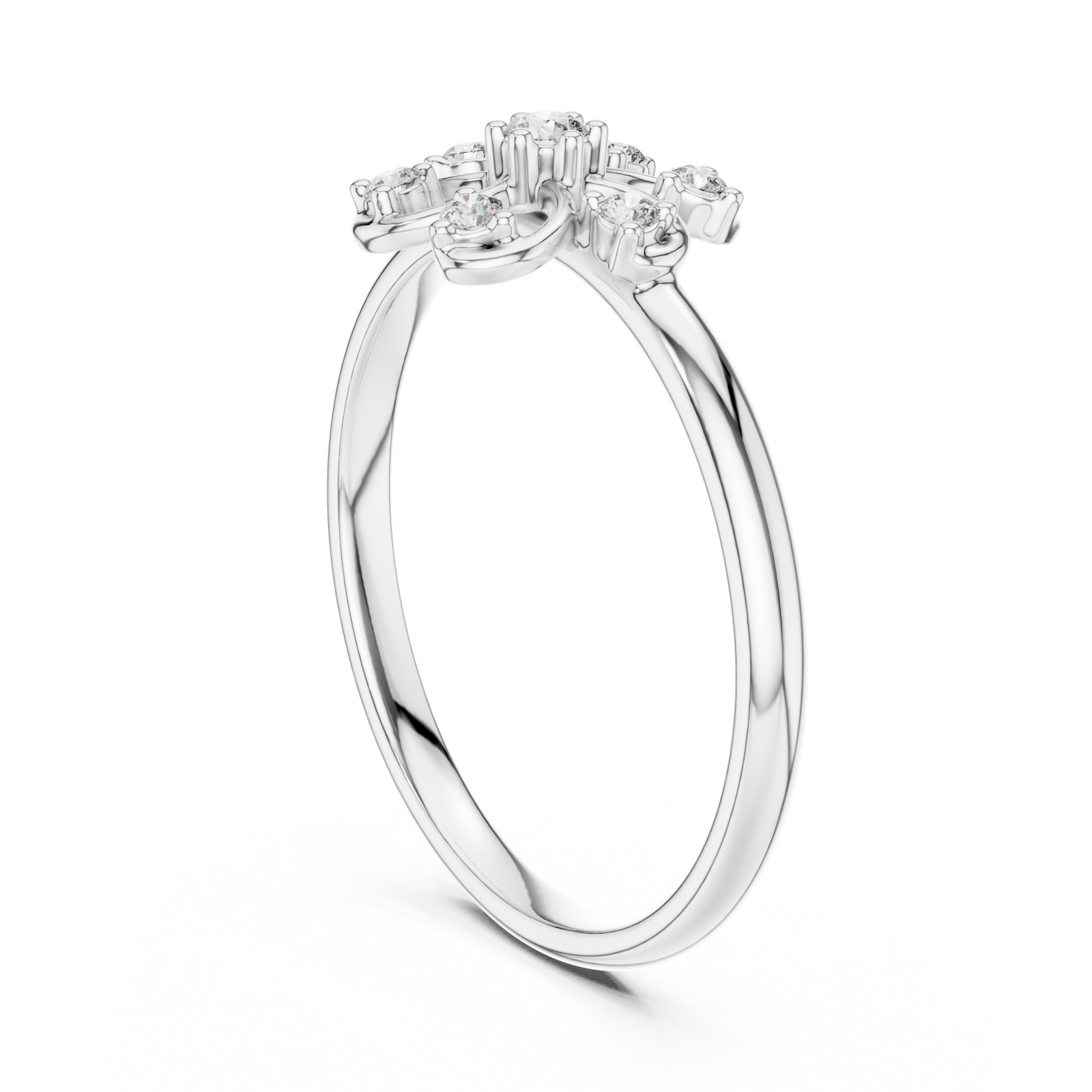  White Gold Floral Radiance Ring Left View