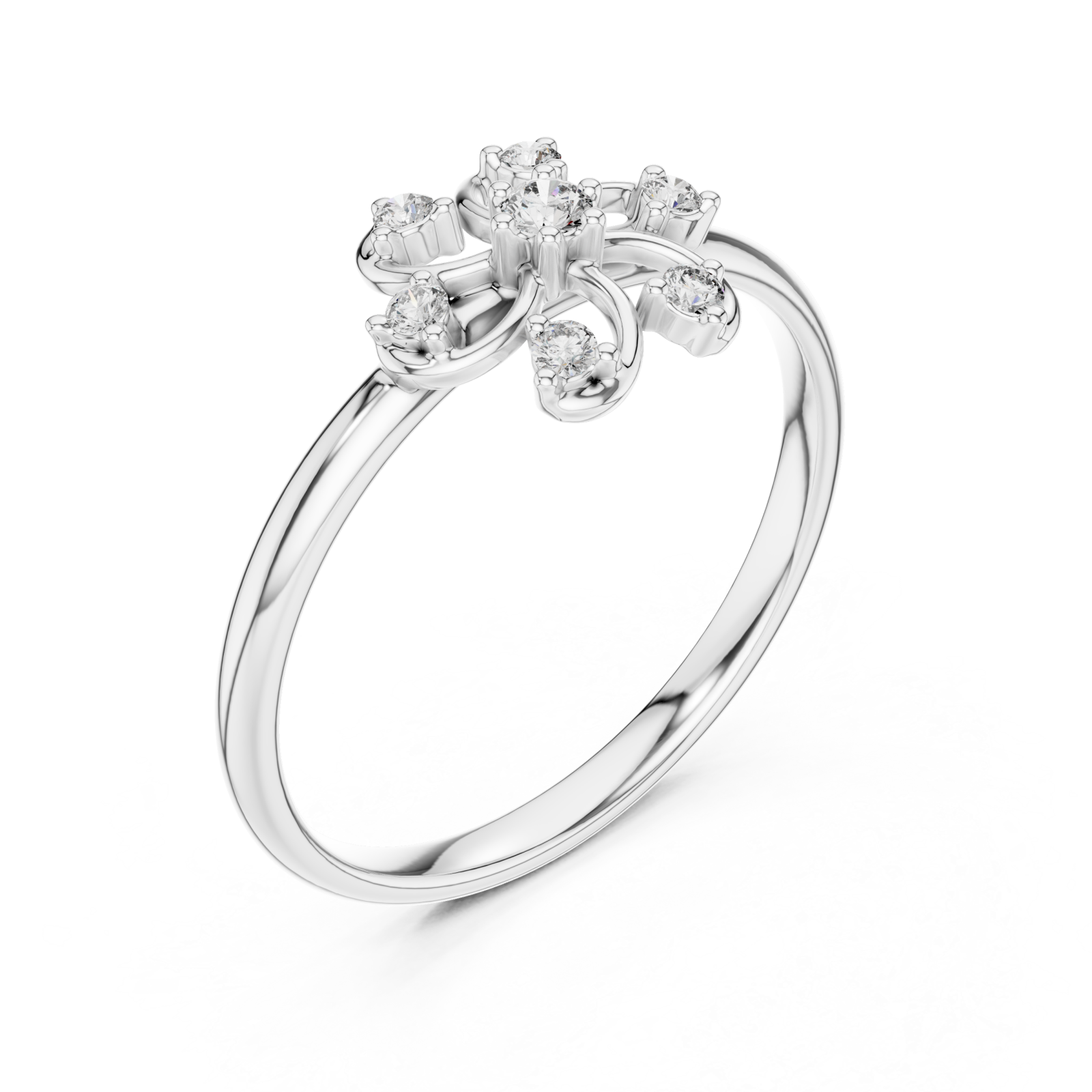  White Gold Floral Radiance Ring Right View