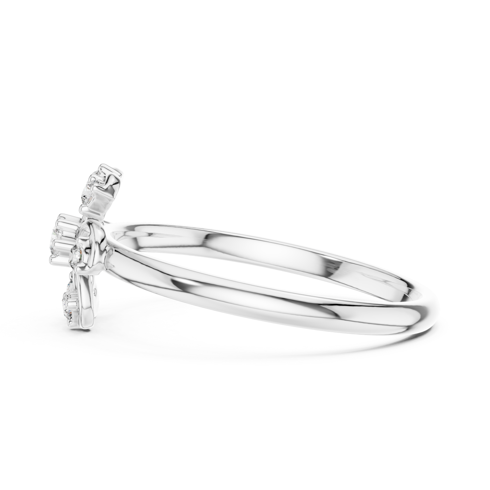 White Gold Floral Radiance Ring Side View