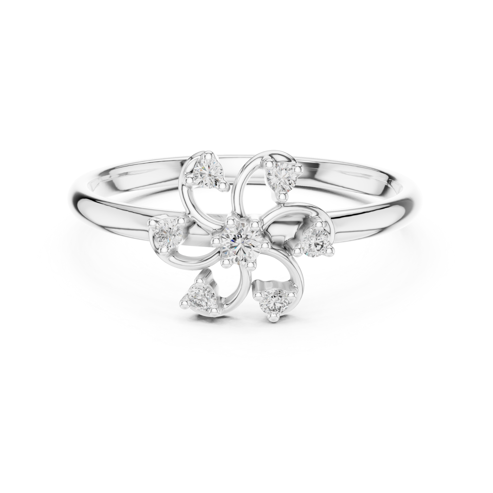  White Gold Floral Radiance Ring Front View